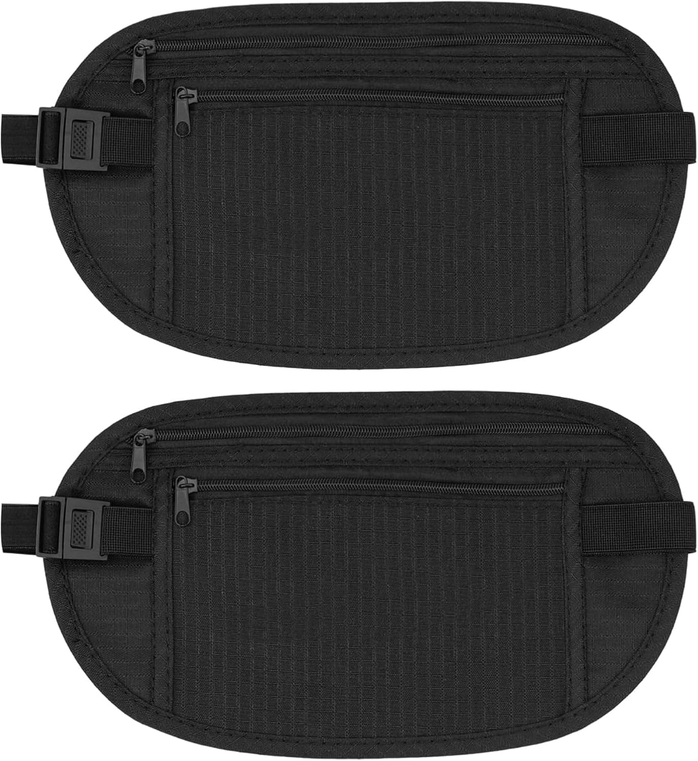 2PCS Money Belt, Ultralight RFID Blocking Money Belt Secure Hidden Travel Neck Wallet Undercover Fanny Pack Waist Money Pouch with Adjustable Elastic Strap for Men Women Travel Running Hiking Cycling, image number 3