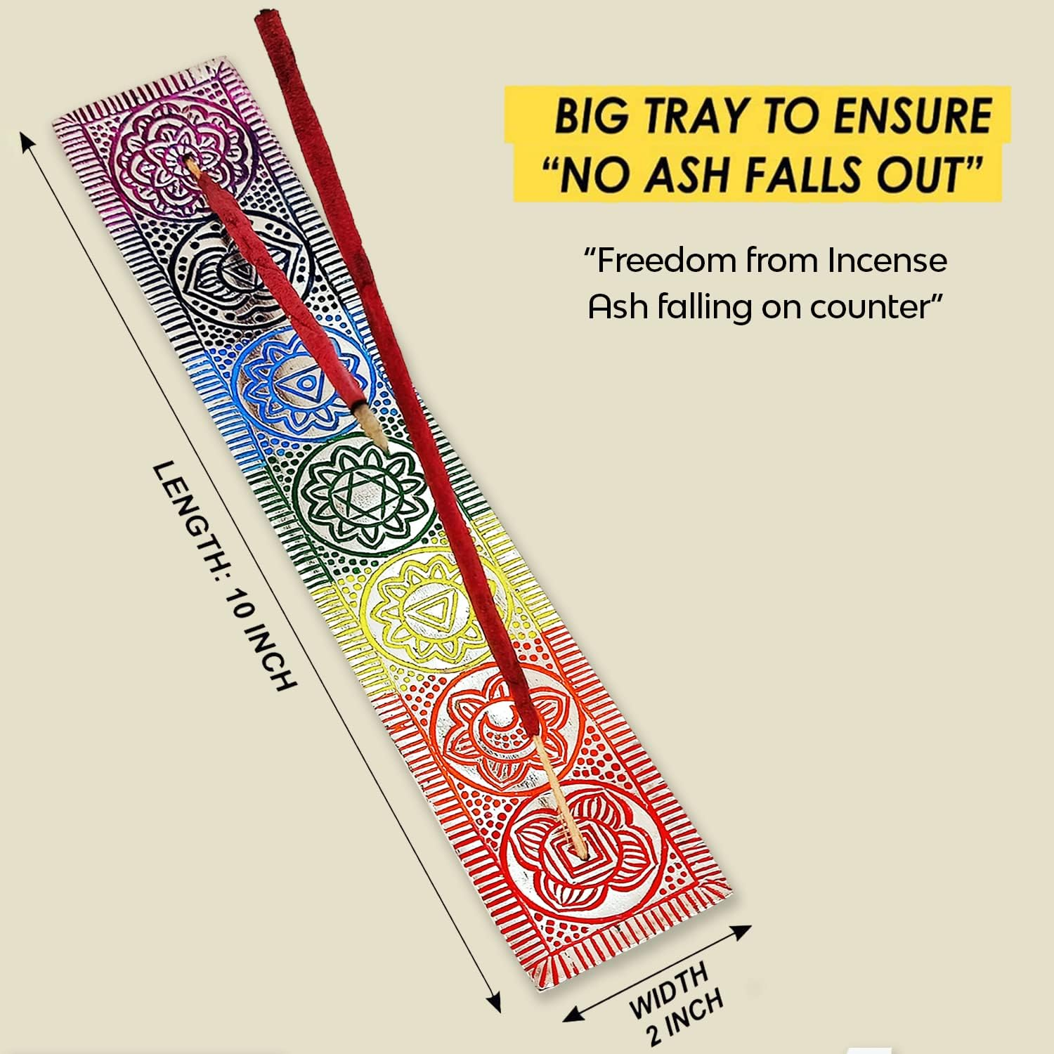 Chakra Incense Holder for Sticks - Handmade Dual Inscents- Holders | Perfect as Spiritual or Meditation Insense Holder (10 Inch) image number 5