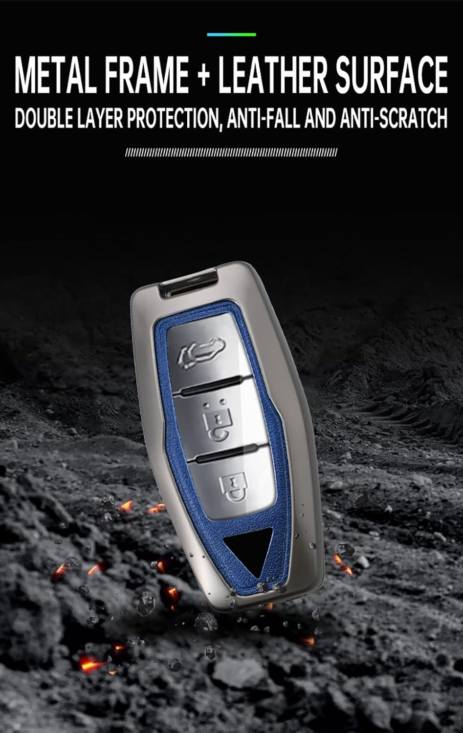 Ontto Metal Car Key Fob Cover Fit for Mitsubishi Outlander 2022 2023 2024 Remote Leather Key Case Keyring Key Shell Holder Bag Keychain image number 6