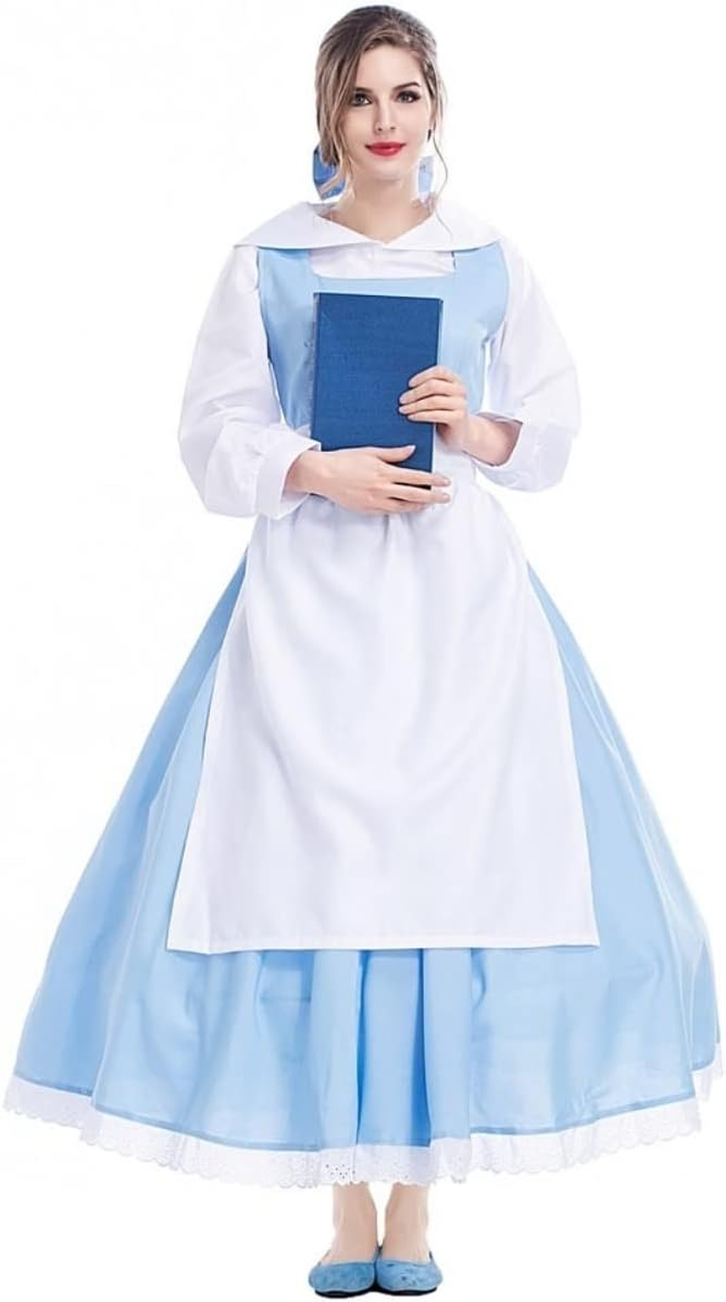 Costume Bay Womens Yellow Princess Dress Costume Satin Dress Gloves Halloween Cosplay Fantasy Ball Gown Yellow Royal Elegant Outfit Set