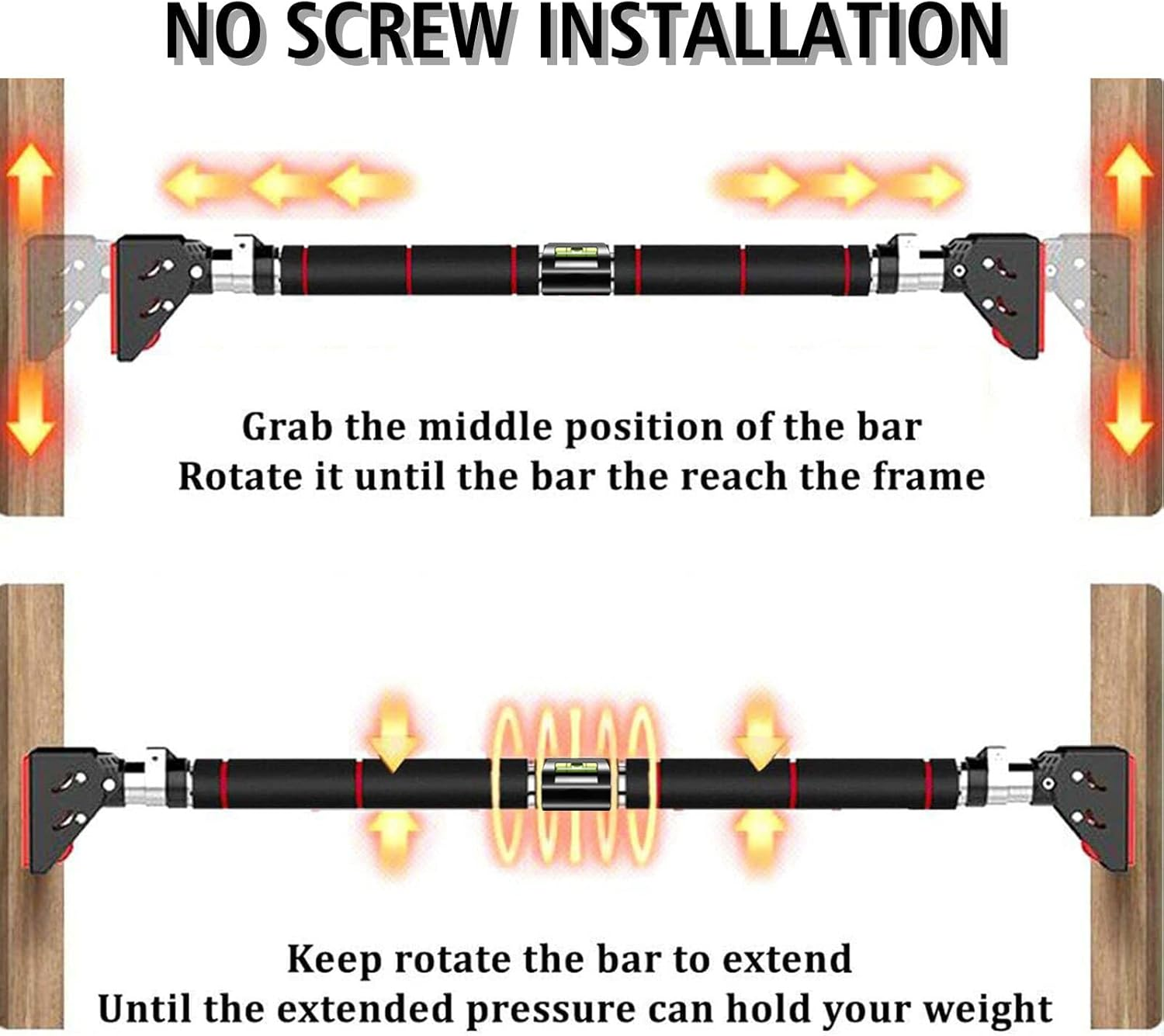 Pull up Bar No Screw Installation Doorway Chin up Bar Adjustable Width Locking Mechanism Fitness Workout Bar Home Gym Equipment image number 5