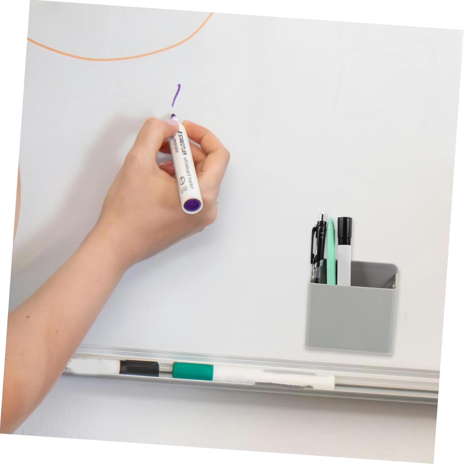 OFFSCH 2Pcs Magnetic Pen Holder for Desk Whiteboard Refrigerator Office Accessories