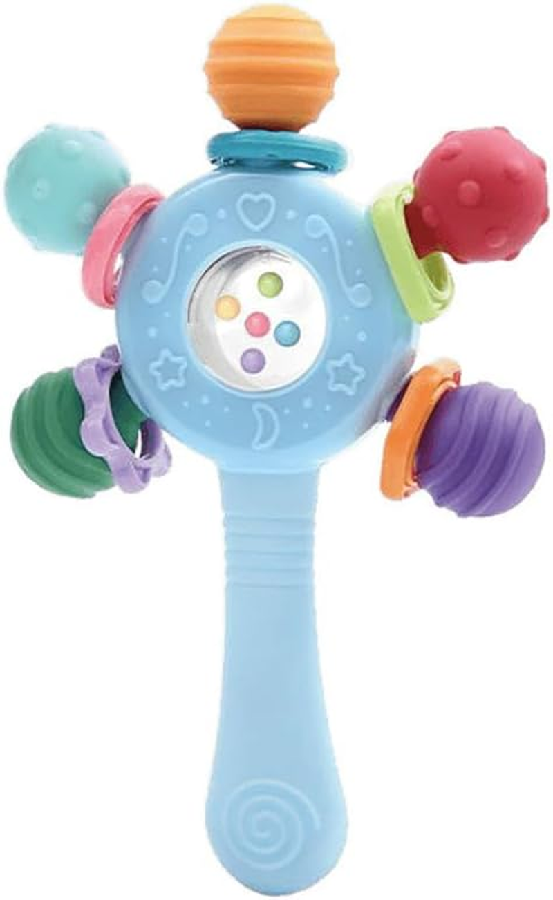 Itreatu Baby Sensory Toy for 0-6 Months,Montessori Early Education Toy,Teething Toy for 3-6 Months,6-12 Months, Rattle Stick Toy,Baby Rattle, Grasp Training Toy, Baby Teething Toys,Newborn Toys (Blue)