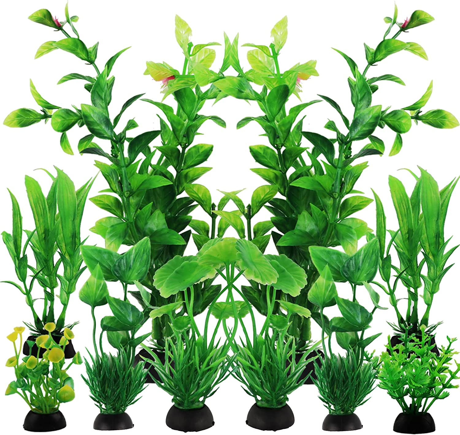 Pietypet Fish Tank Accessories Green Plants, 10Pcs Green Fish Tank Decorations, Aquarium Decor Plastic Plants image number 1