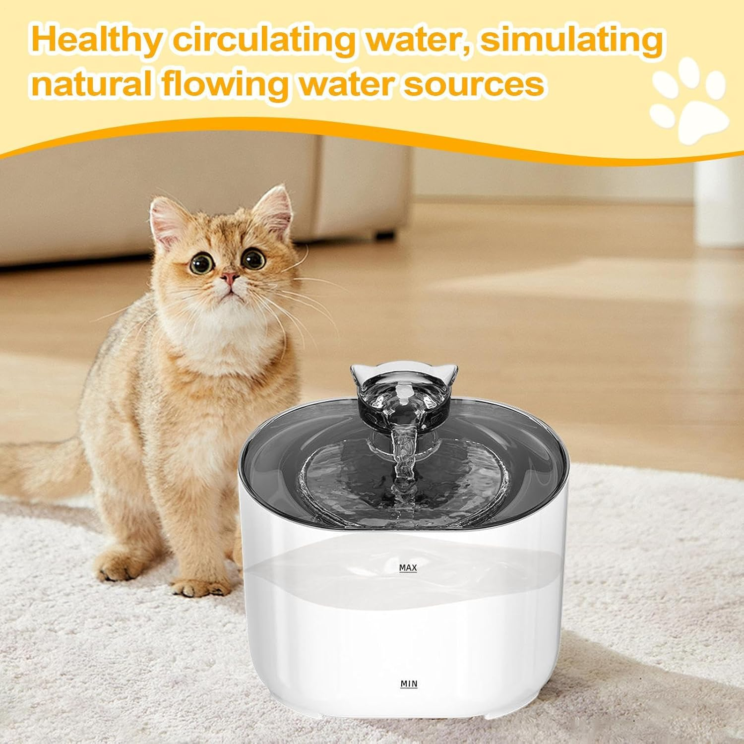 Huayeex Pet Drinking Fountain - Cat Running Water Dispenser Fountain with Filter - Quiet Multiple Pets Dog Waterer Drinking Bowl for Indoor Home Short Trip Travel Outing