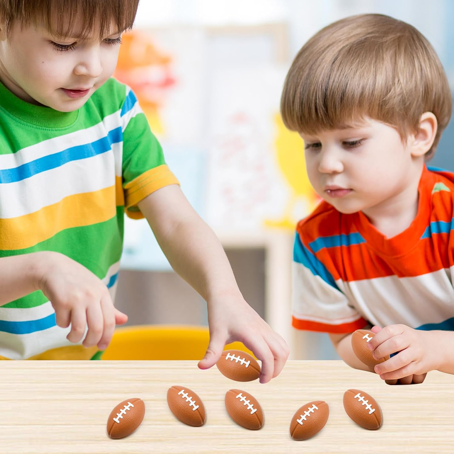 MIDELONG Mini Foam Footballs Stress Ball, Foam Sports Ball for Stress Relief, Football Party Holidays Decoration, School Carnival Reward, Party Bag Gift Fillers, 6 Pack image number 1