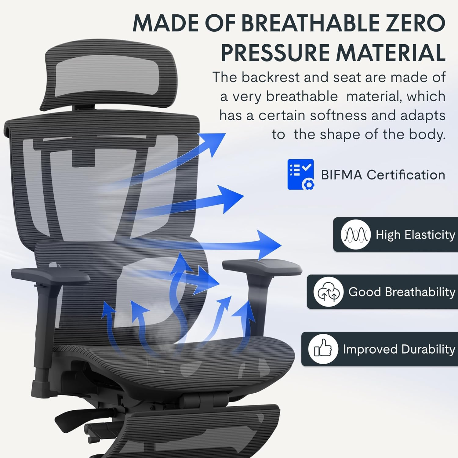 FLEXISPOT C7 Ergonomic Office Chair Adjustable Height Swivel Seat Headrest Armrests Lumbar Support Smooth Caster Wheels Black Mesh Seat with Footrest Ideal for Computer Office Desk Use