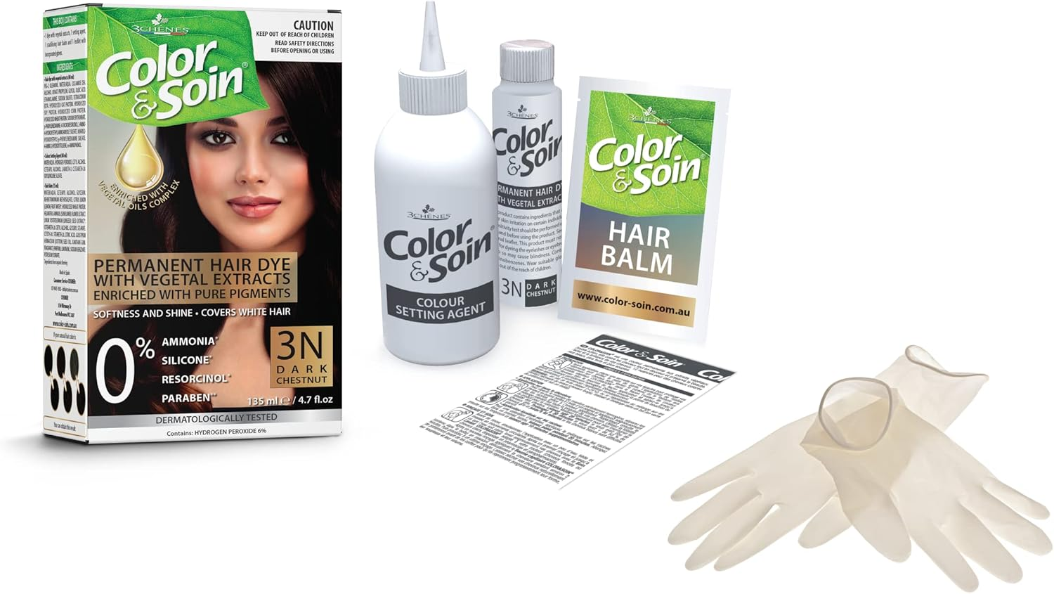 Color & Soin Permanent Hair Dye, 3N Dark Chestnut image number 3