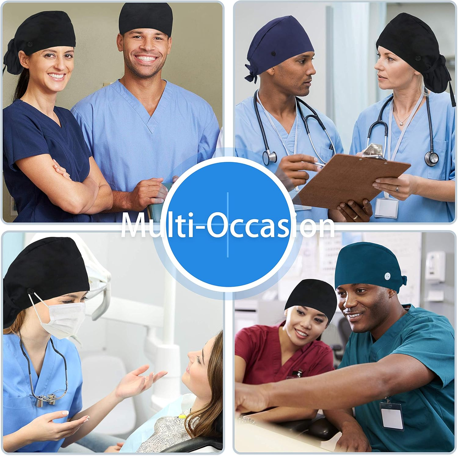 QBA Adjustable Working Cap with Button, Cotton Working Hat Sweatband, Elastic Bandage Tie Back Hats for Women & Men, One Size image number 7