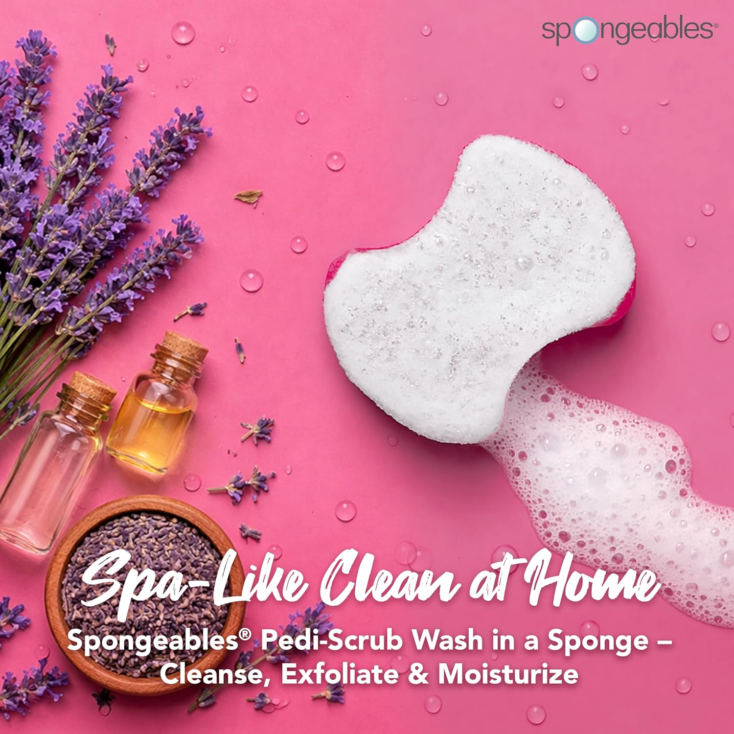 Spongables Pedi Scrub Foot Exfoliating 20+ Wash Sponge, Lavender, 1 Count