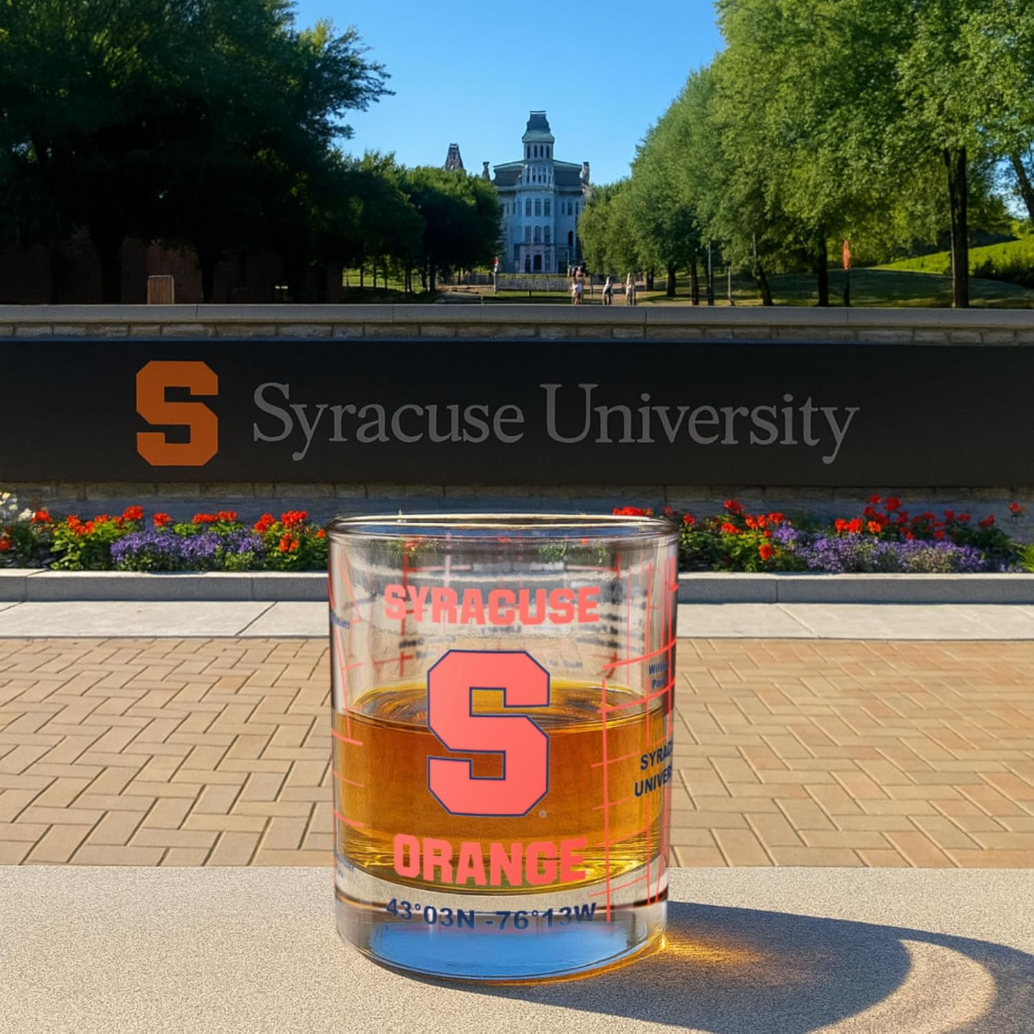 Greenline Goods &ndash; University of Syracuse Orange College Whiskey Glasses (Set of 2), 10 Oz &ndash; Full-Color Logo + Campus Map image number 4
