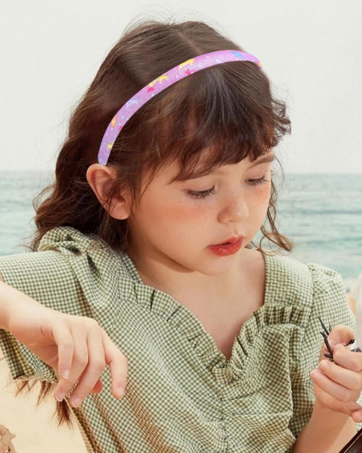 MYGLOAR 6 Pieces Glitter Headbands and Hair Clips for Girls, Cute Non-Slip Headbands with Teeth, Rainbow Coloured, Glittery, Cute Hard Hair Bands, Hair Accessories for Little Girls image number 1