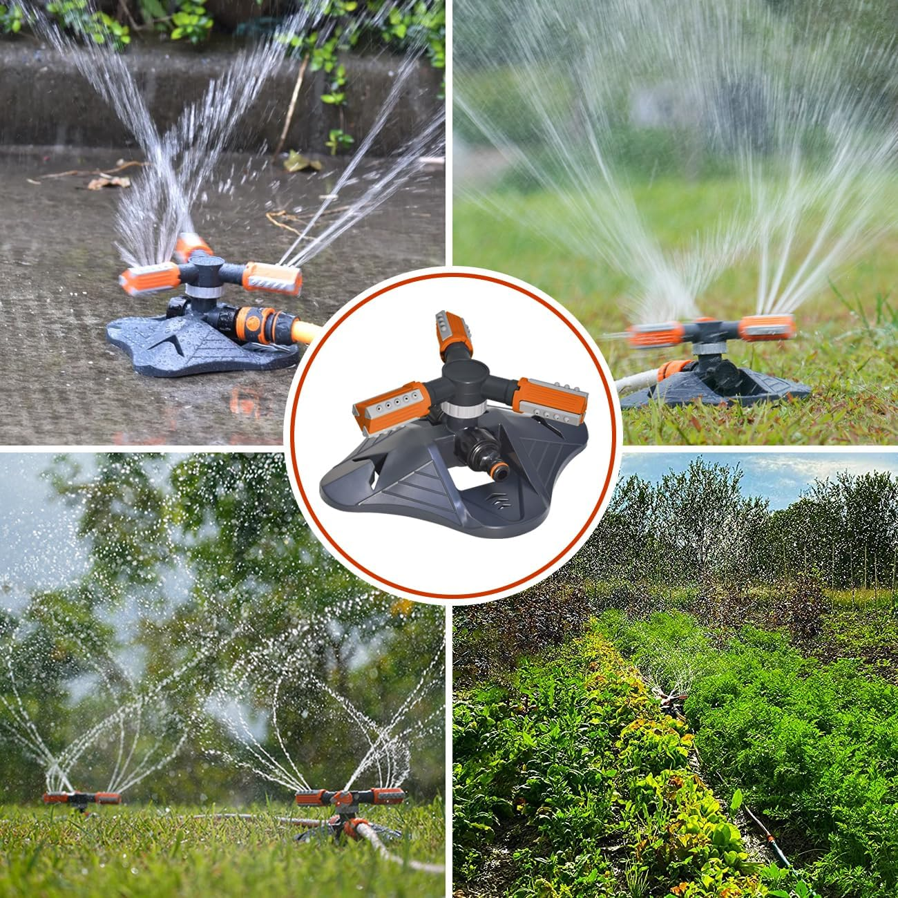 Alpen Garden Sprinkler Lawn Sprinkler, Automatic 360 Degree Adjustable Rotating Irrigation Sprinkler System, Grass Water Sprinkler for Yard, Garden Sprinkler Hose for Large Ara - 2 Pcs image number 3