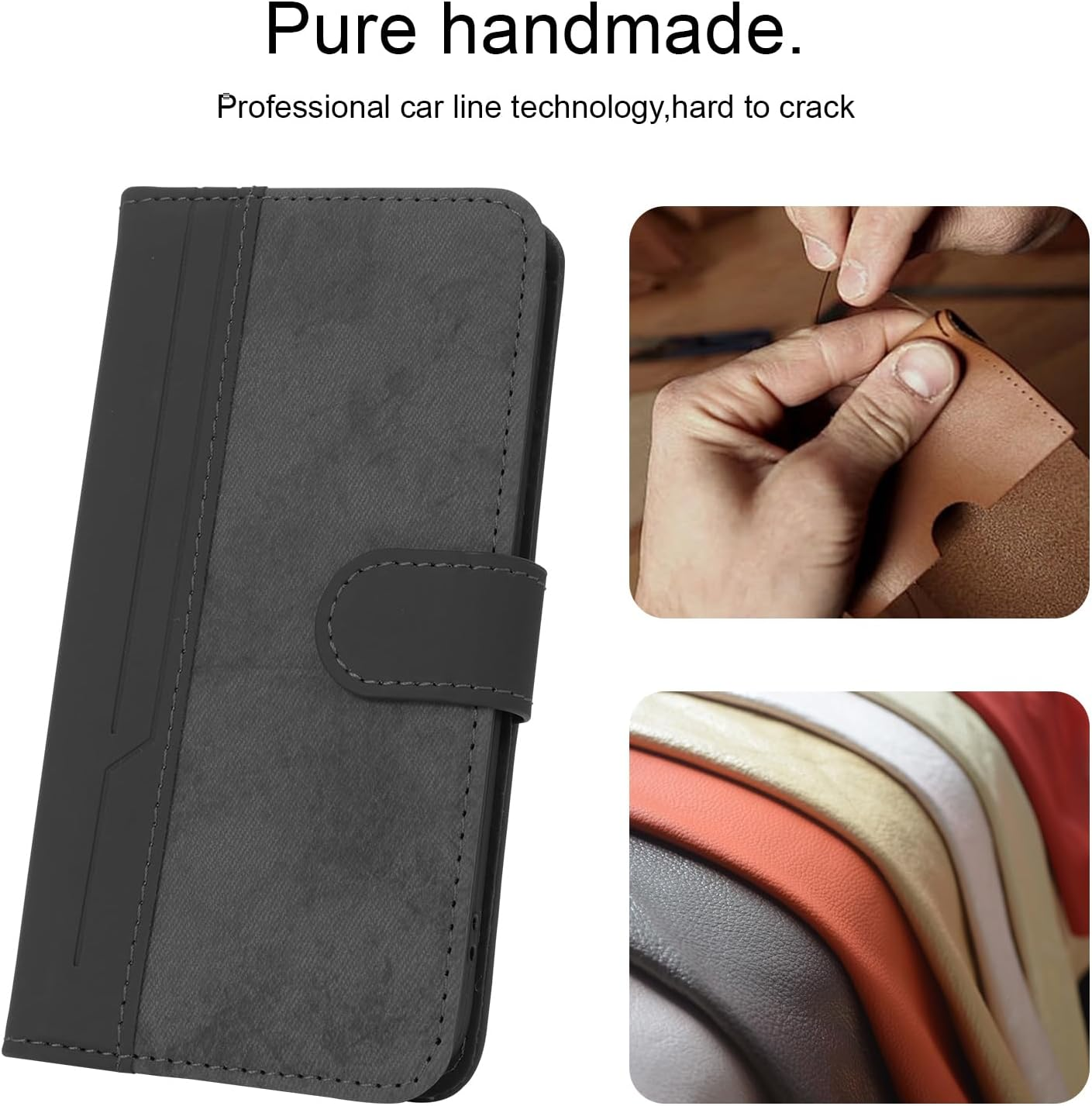 TEDTIKJT Mobile Phone Case for Xiaomi 15 Ultra 6.73 Inch Case with Stand Function Card Slot Protective PU Leather Flip Cover for Xiaomi 15 Ultra Case Foldable, Business Splicing Black image number 5