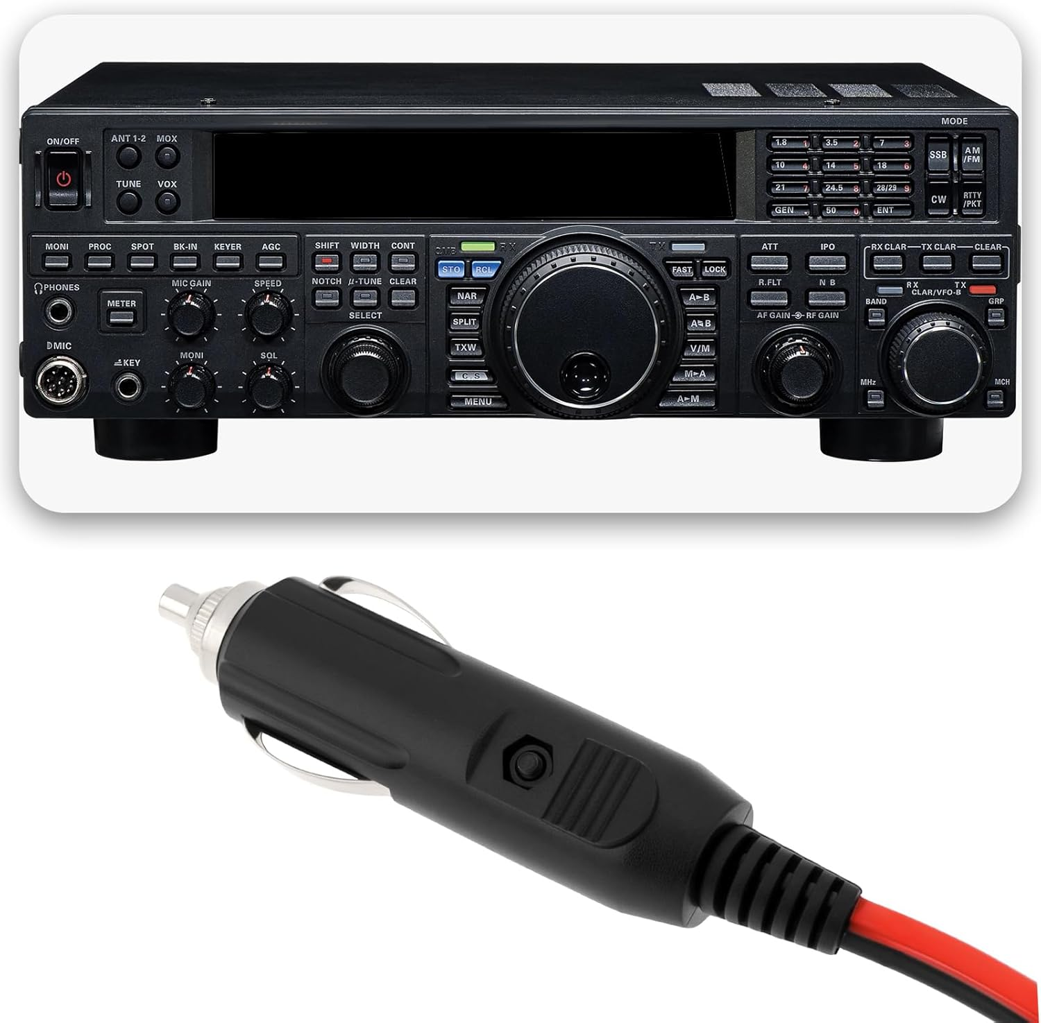 1PC Car Radio Power Cigarette Lighter 12V 50W with LED Indicator Compatible with Kenwood Compatible with Icom Mobile Radio Line Length 110Cm