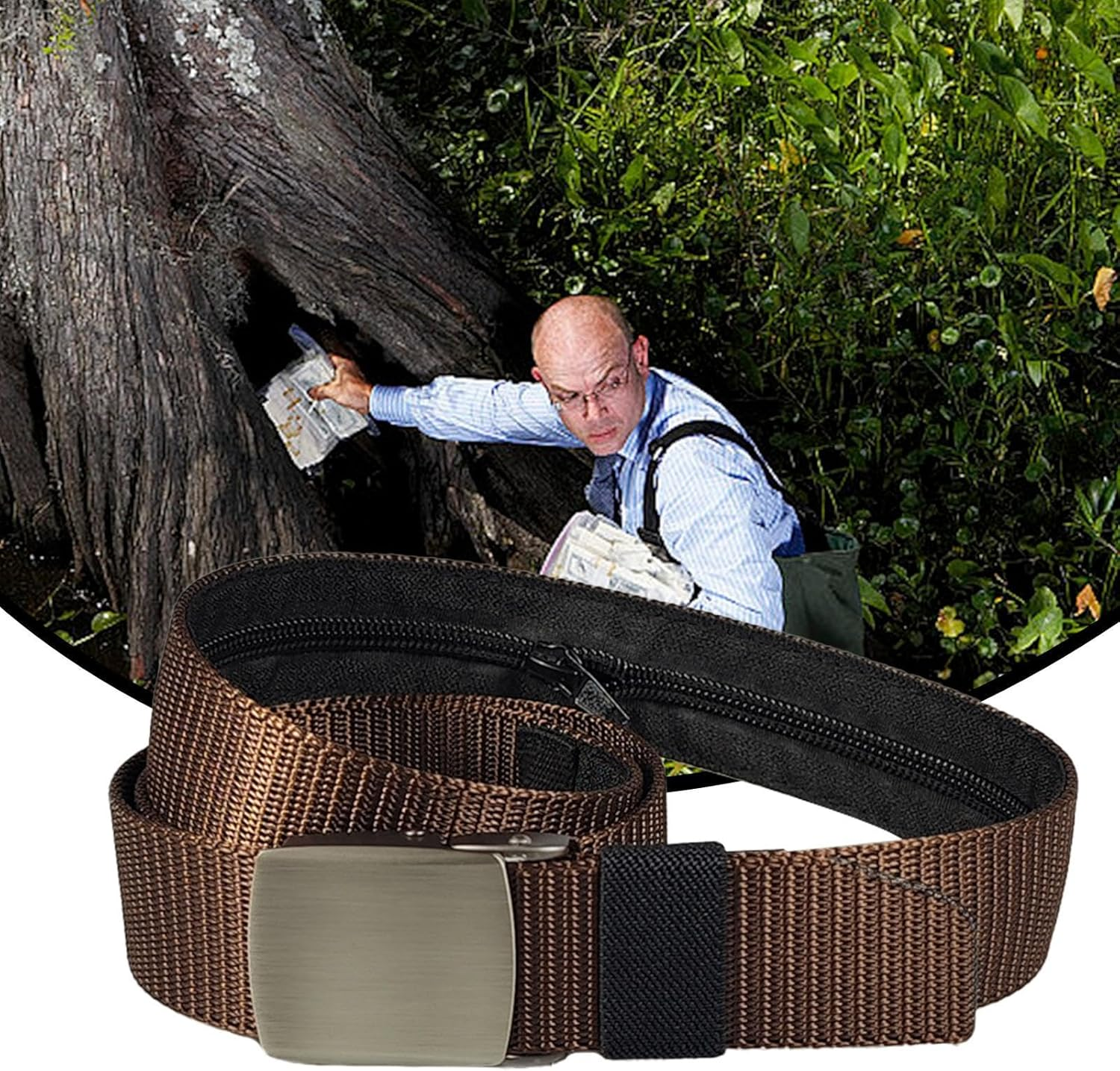 Travel Safety Belt, Travel Bag Belt - Belt with Wallet, Security Money Belt for Valuables, Travel Anti-Theft Belt, Cashsafe Wallet Belt, Safe Waist Belt for Men, Holds, Coffee, See Description, See image number 2