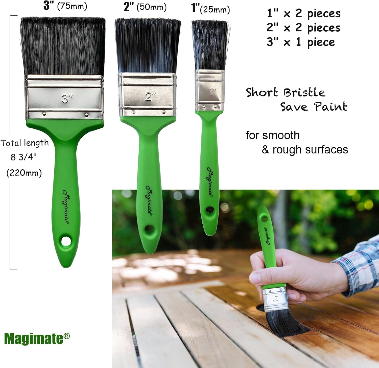 Magimate Stain Paint Brush House Painting Wall Paintbrush Set Variety Sized Staining Brushes Assortment Bulk Pack of 10