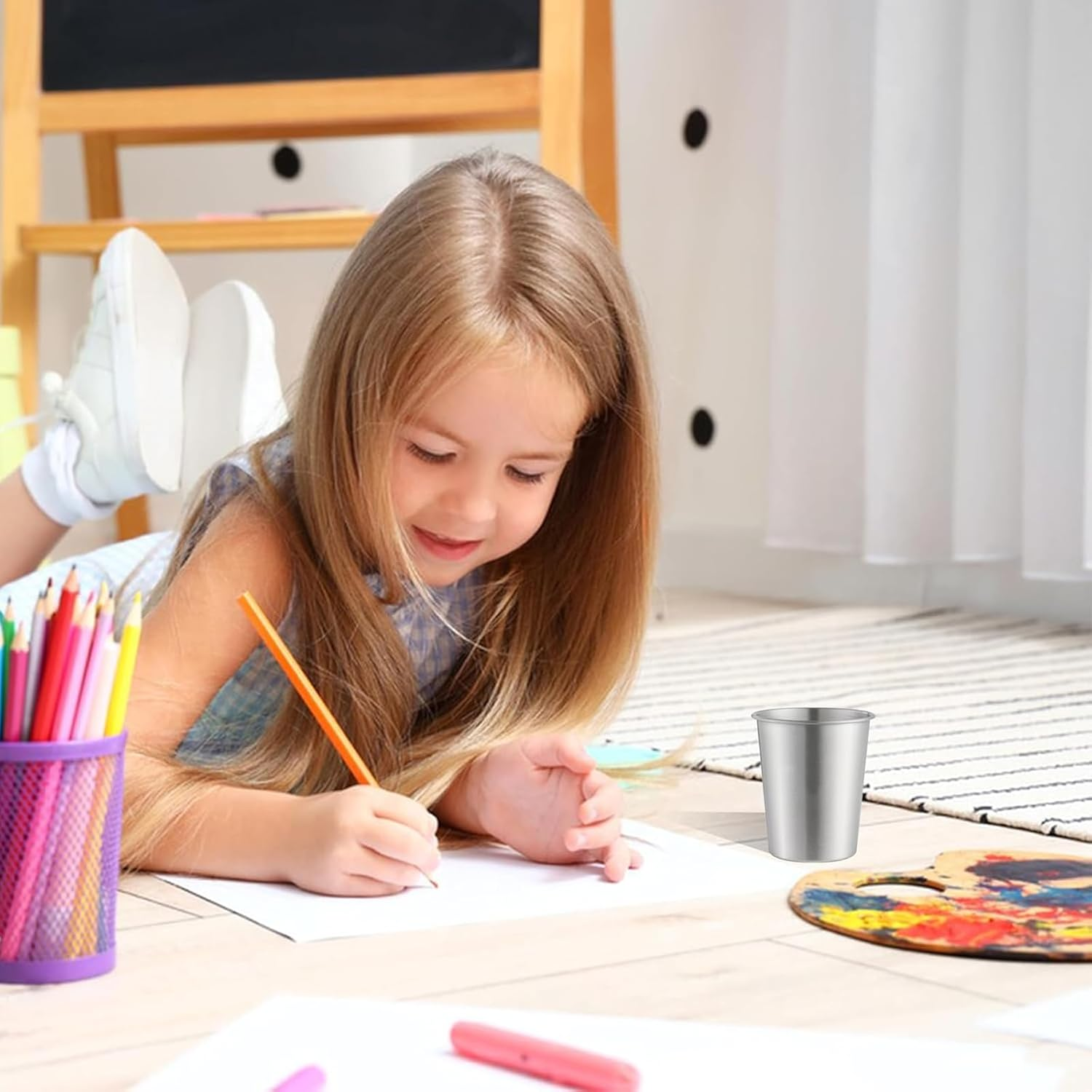 Weidllys Stainless Steel Cups for Kids and Toddlers 8 Oz - Stainless Steel Sippy Cups for Home & Outdoor Activities, BPA Free Healthy Unbreakable Premium Metal Drinking Glasses (6-Pack) image number 1