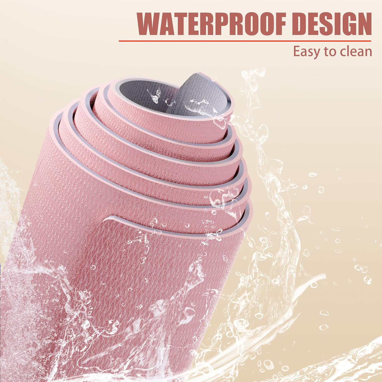 HERUI Yoga Mat with Alignment Lines - Anti-Slip TPE Exercise Mat for Yoga & Pilates - 183CM X 61CM X 6MM - Includes Carry Bag, Perfect for Beginners & All Levels - Light Purple + Light Gray image number 2