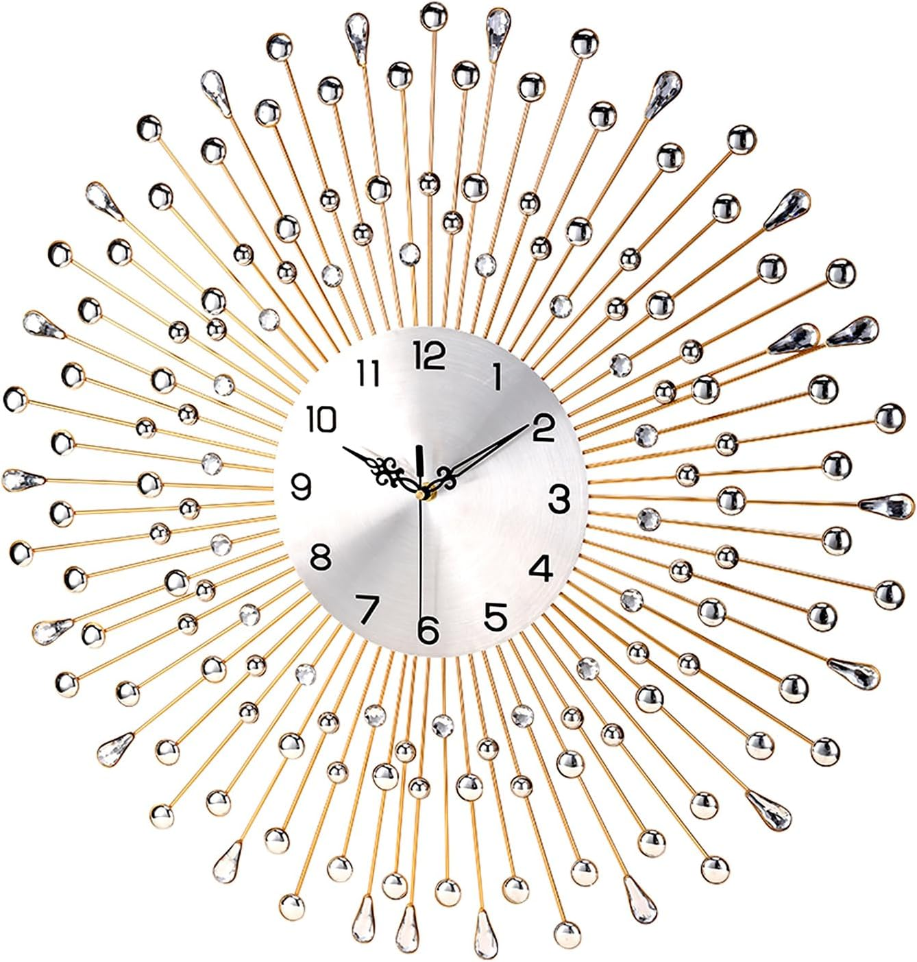 Large Wall Clock Decorative with Dazzling Crystals, Battery Operated Modern Elegance, Metal Wall Clocks for Living Room & Bedroom Decor, Exquisite Kitchen Decoration Clock 20 Inch Sm888-50Diy image number 2