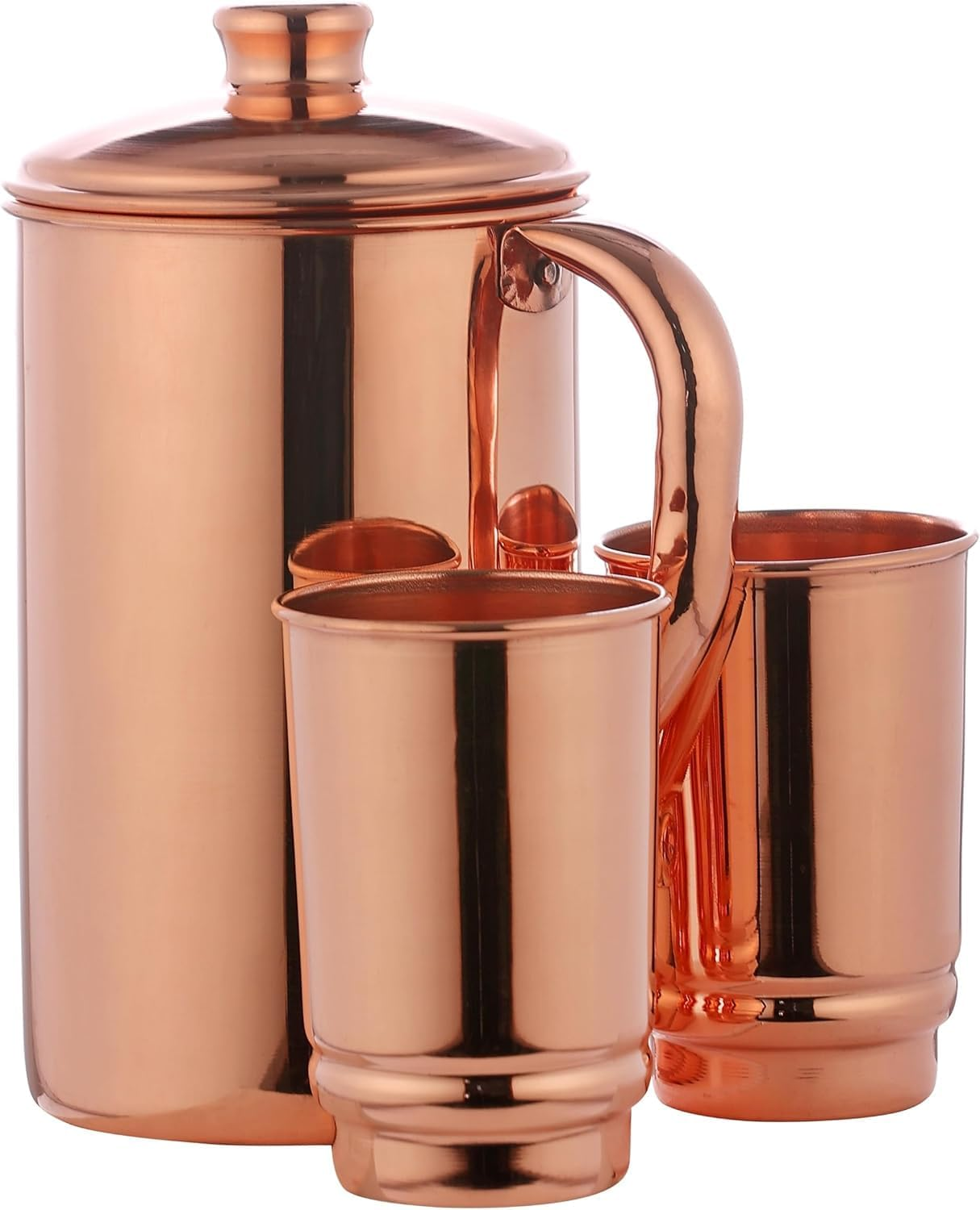 Healthgoodsau - Pure Copper Water Jug with 2 Copper Tumbler | Copper Pitcher and Tumbler for Ayurveda Health Benefit image number 1