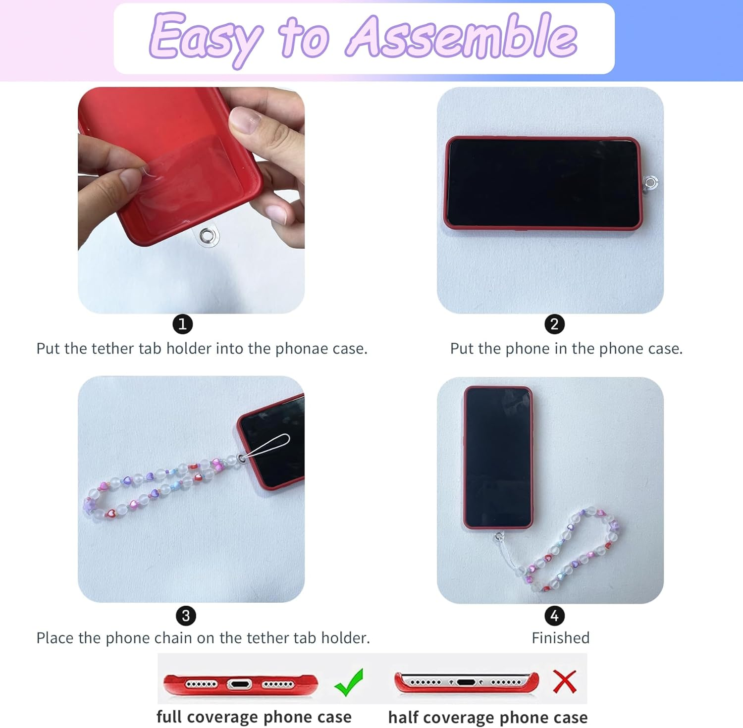 Beaded Mobile Phone Chains Charm Making Kit, Can Make 10 Pcs Cell Phone Wrist Straps, Assorted Crystal Diamond/Butterfliy/Metal/Round Beads for Girls DIY Handmade Gifts (C) - A image number 3