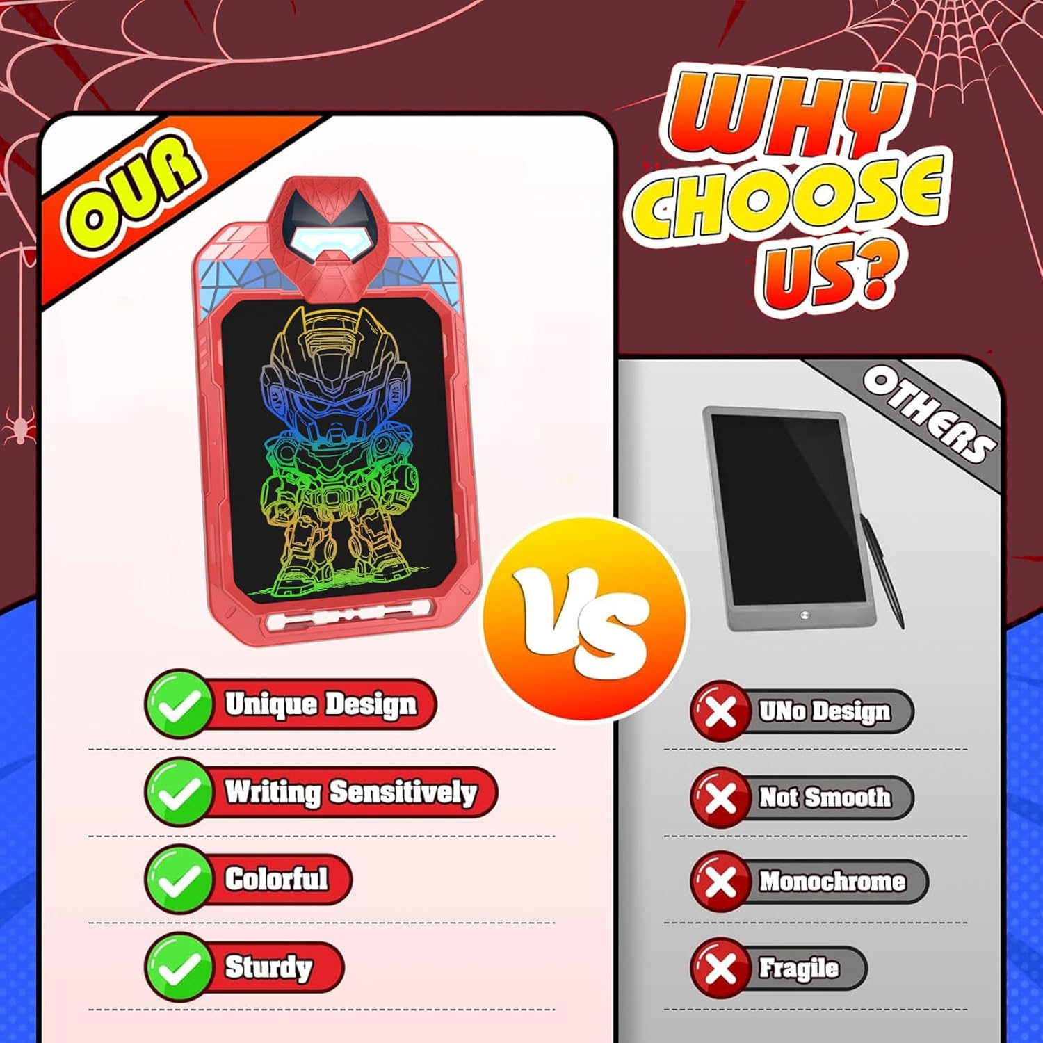 LCD Writing Tablet 10 Inch Colorful Doodle Board, Electronic Erasable Reusable Drawing Pad,Magic Kids Drawing Tablet, Educational Writing Board Toys Gifts for 3 4 5 6 7 8 Year Old Girls Boys image number 6