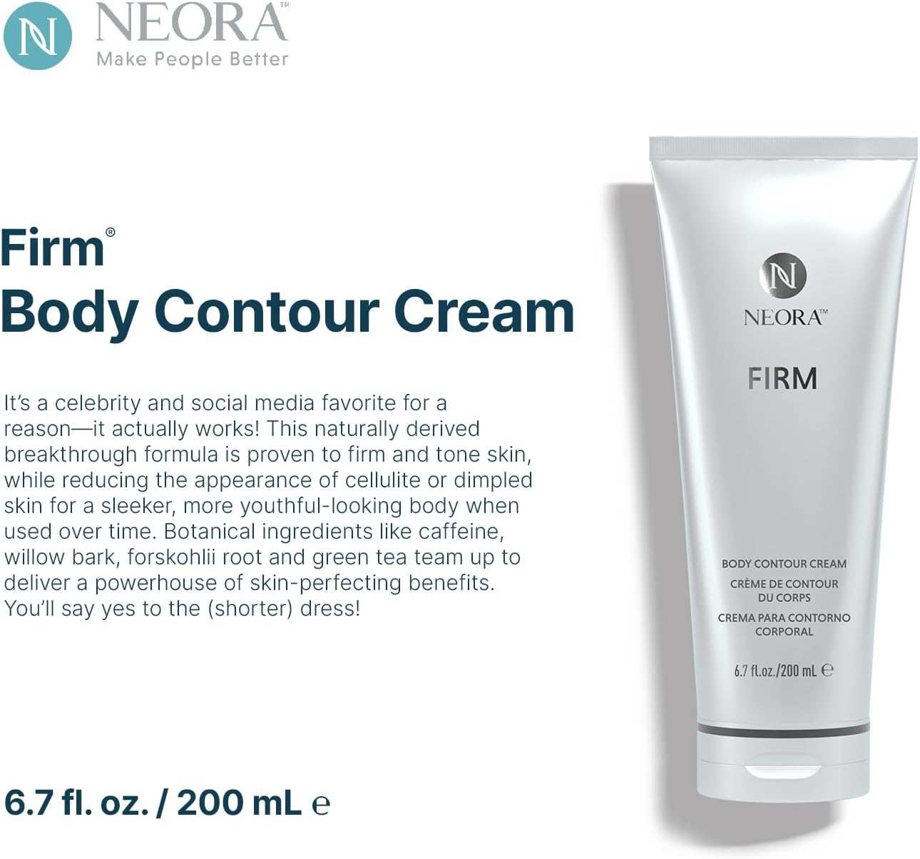 NEORA Firm - Body Contour Cream - with Caffeine, Forskolin & Hyaluronic Acid for Smoother, Firmer-Looking Skin, Helps Reduce Cellulite - 6.7 Fl.Oz. image number 1