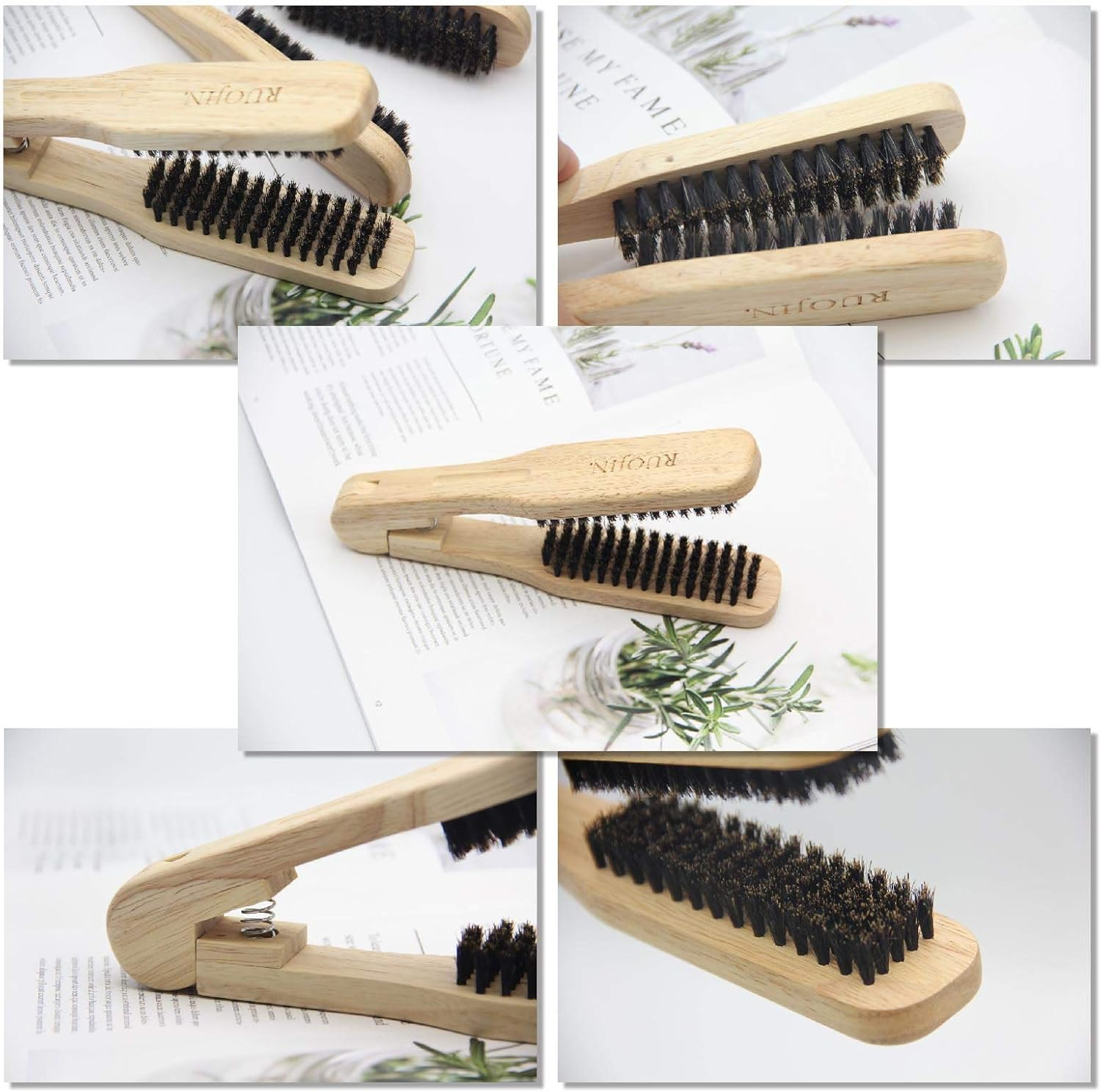 H Straightener Wooden Brush S N Hairdressing S Ling Comb a I-Static Dual-Brush Comb image number 1
