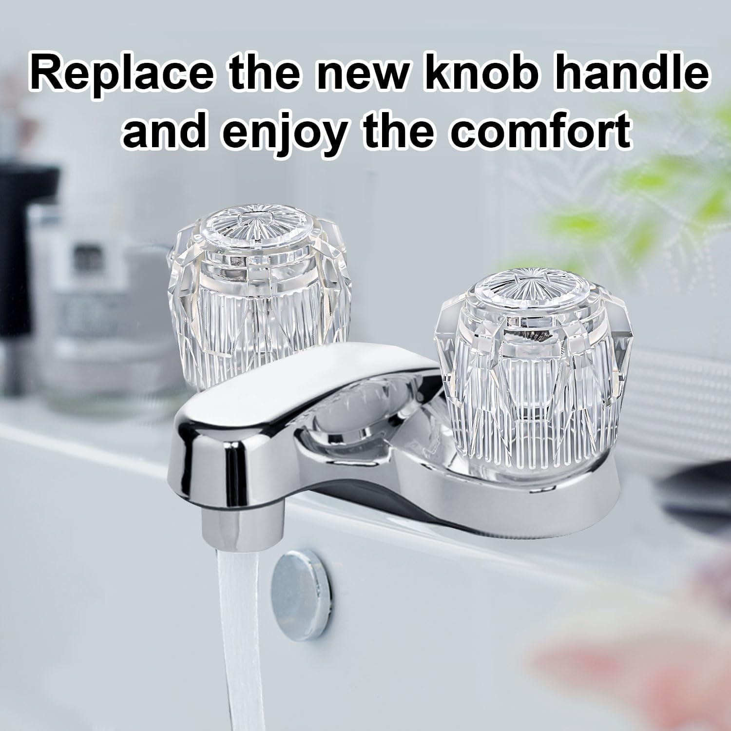 Clear Acrylic Shower Handles, 2Pcs Hot and Cold Bathtub Knobs Shower Faucet Handle,Clear Acrylic Bathtub Faucet Knobs,Acrylic Bath Tub Knob Faucet Handles for Shower and Tub image number 6