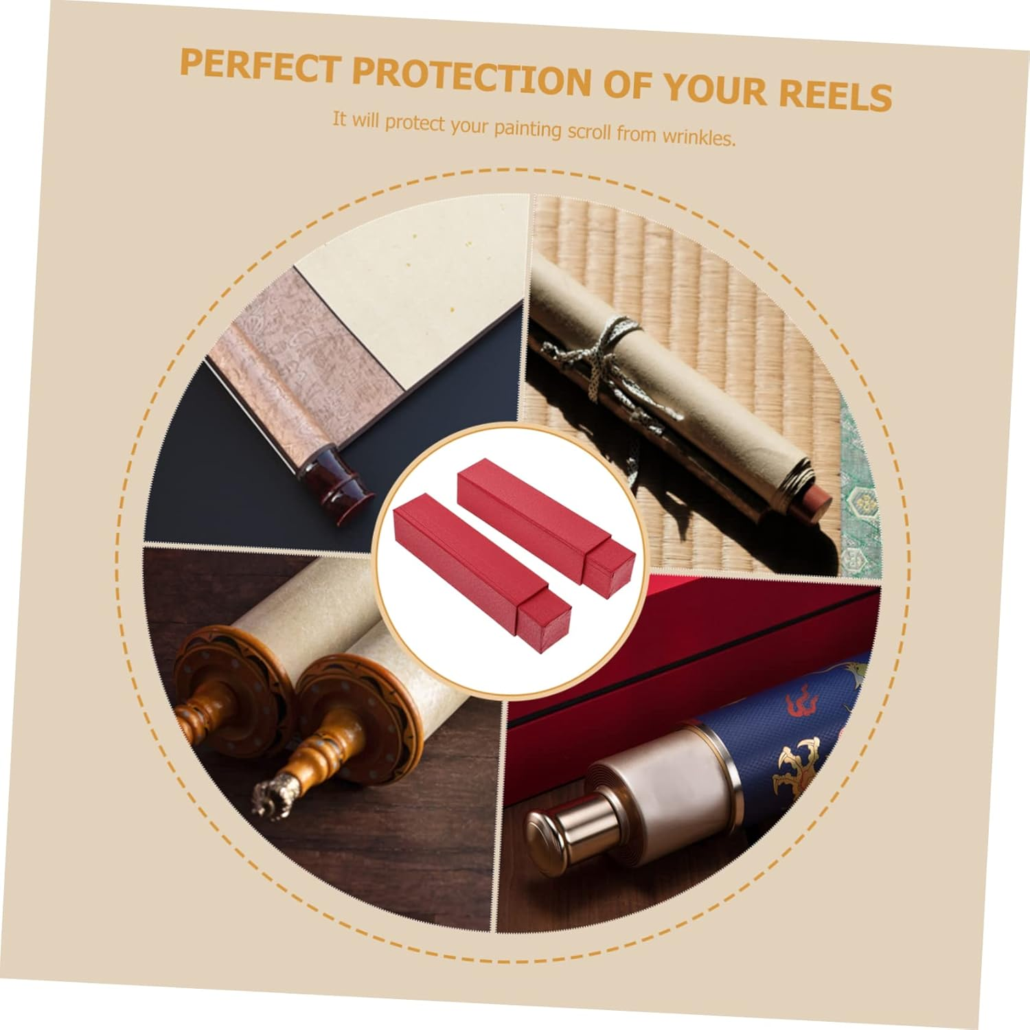 2Pcs Paper Storage Boxes for Artworks Calligraphy Scroll Cases Photo Scroll Holders image number 6