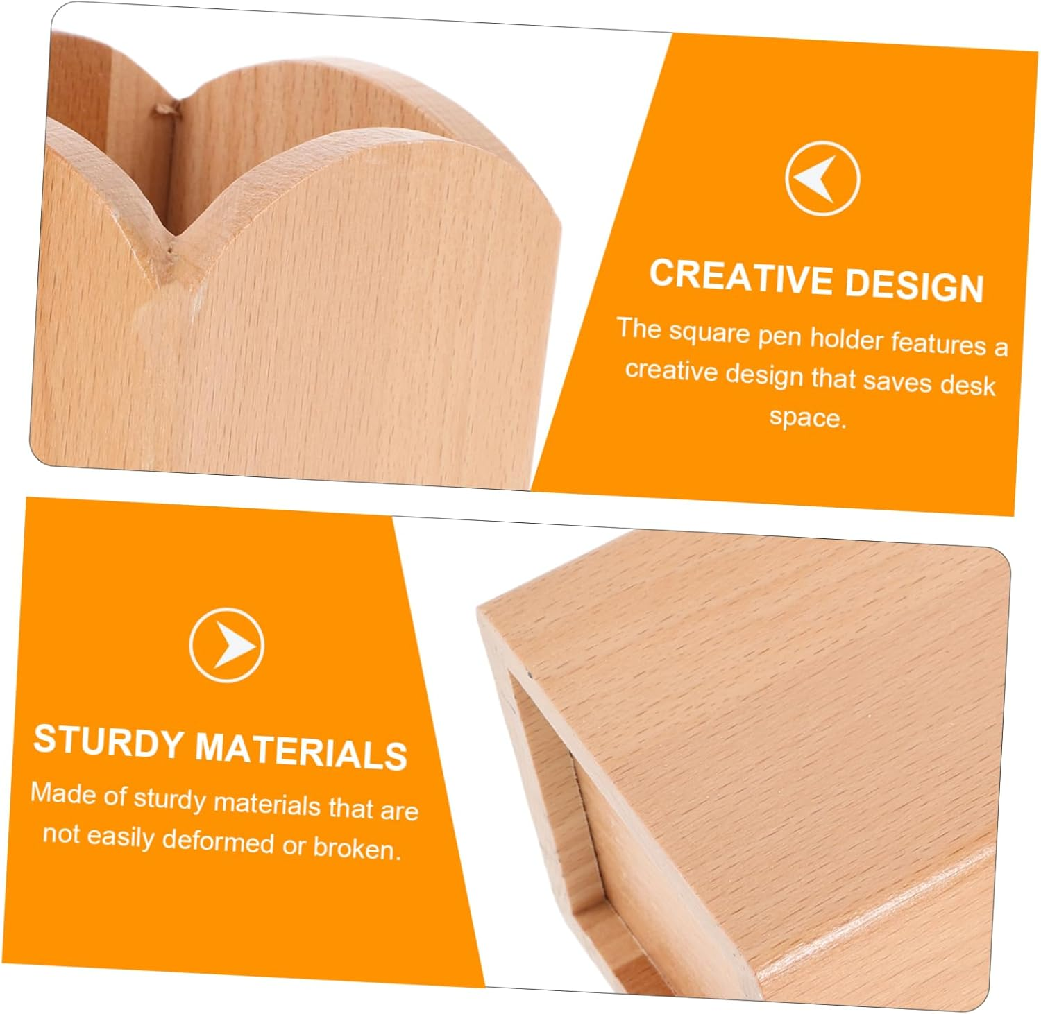 Creative Square Pen Holder Sturdy Beechwood Desk Organizer for Home Office School Versatile Storage for Pencils Brushes Stationery Supplies Modern Aesthetic Design image number 4
