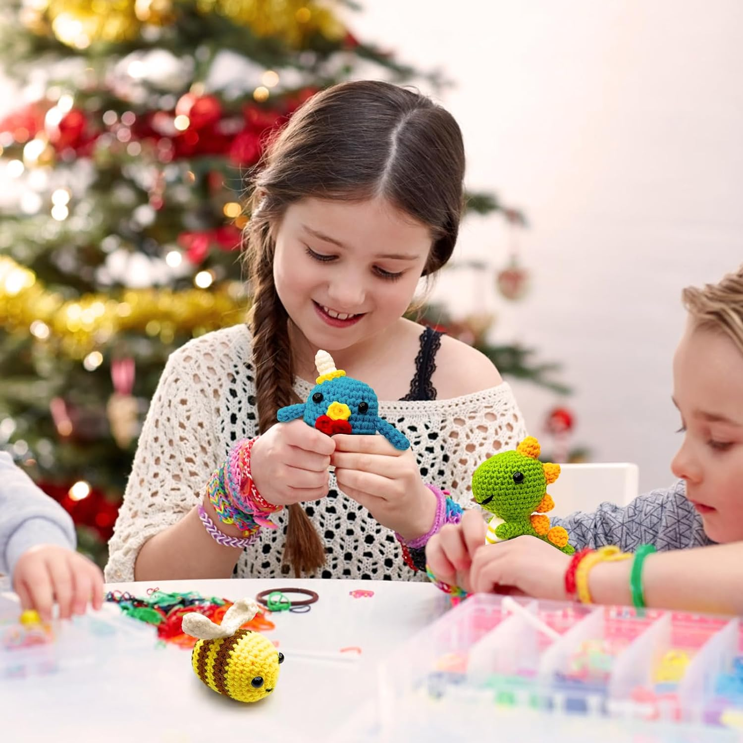 Crochet Kit for Beginners, Amigurumi Crocheting Animals Kits with Step-By-Step Video Tutorials- Penguin, Dinosaur or Bee, Knitting Starter Pack for Adults and Kids