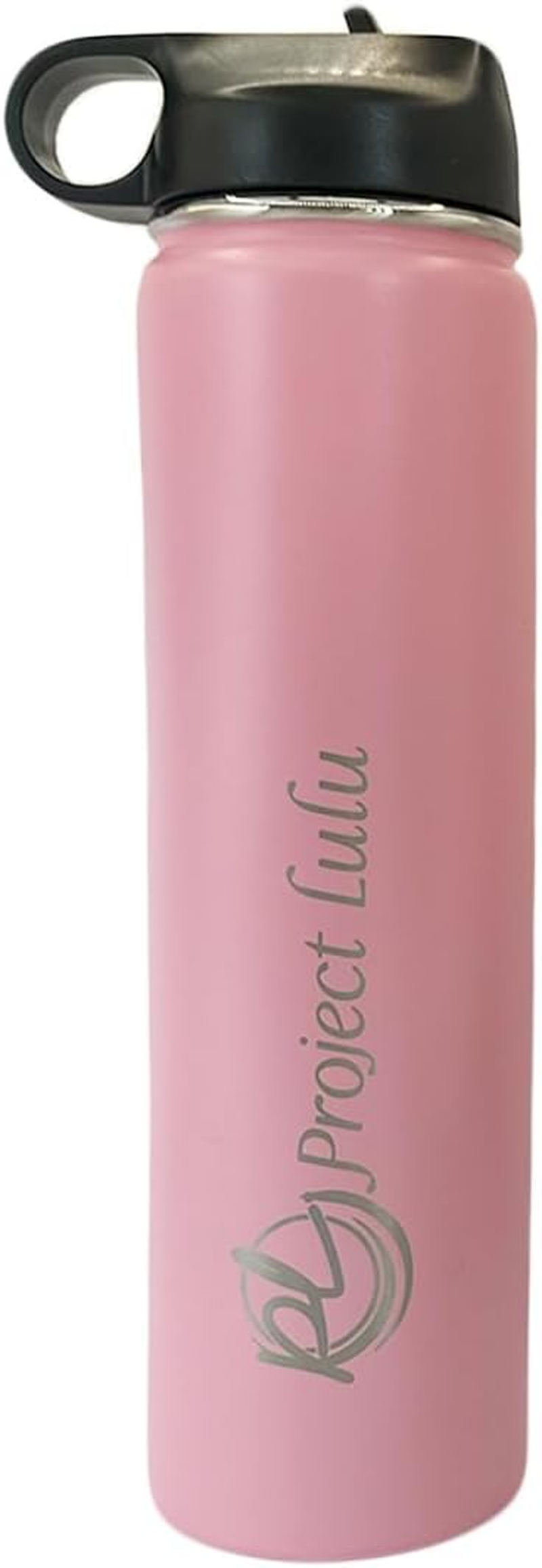 Project Lulu Insulated Stainless Steel Water Bottle Handle Flip Top with Straw 24Oz (Marshmallow White, 24Oz)