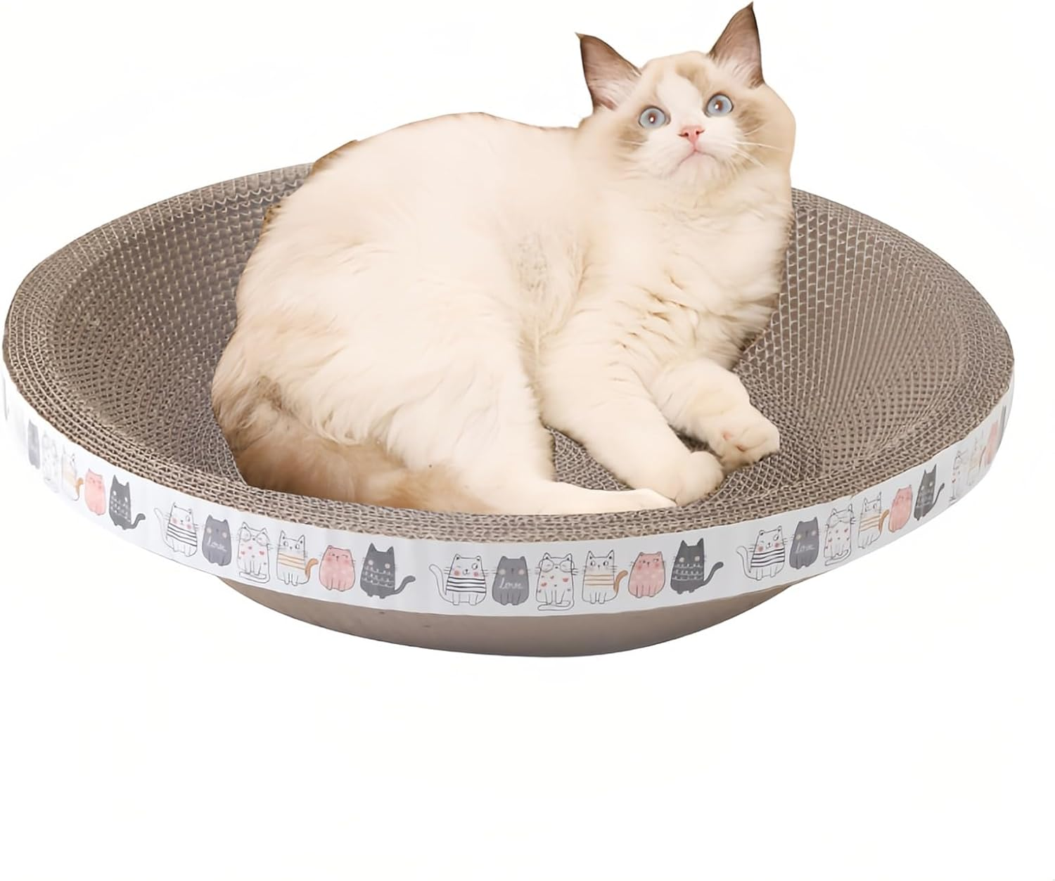 Taoluwin Cat Scratcher, Multi-Functional Cat Scratching Board, Kitty Scratcher Bowl with Durable Design, Waterproof Edges, Thick Cardboard Pad for Kitties to Play, Sleep & Scratch image number 4