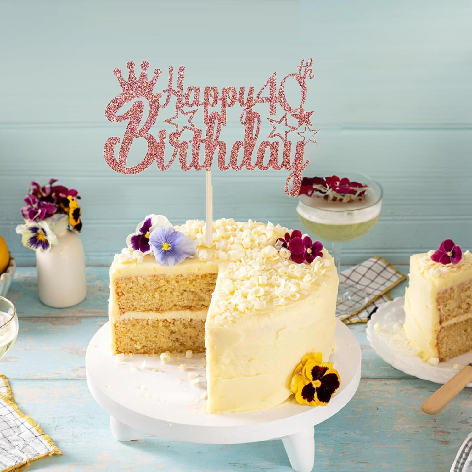 1 PCS Happy Birthday Cake Topper Glitter Cake Pick for Celebrating Happy Birthday Anniversary Theme Party Cake Decorations Supplies(Female) (40) image number 2