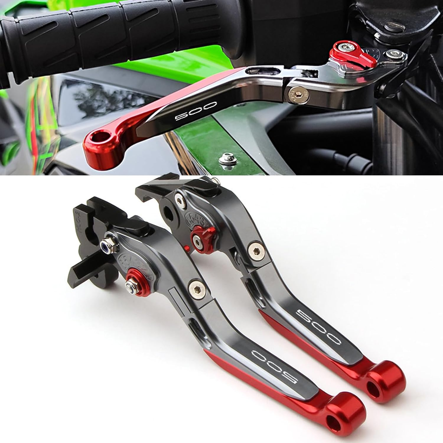 XIDAODIT for Kawasaki NINJA500 Ninja 500 Z500 Z 500 SE 2024 2025 Motorcycle Clutch Lever Adjustable Handlebars Brake and Clutch Levers Set (Red) image number 6