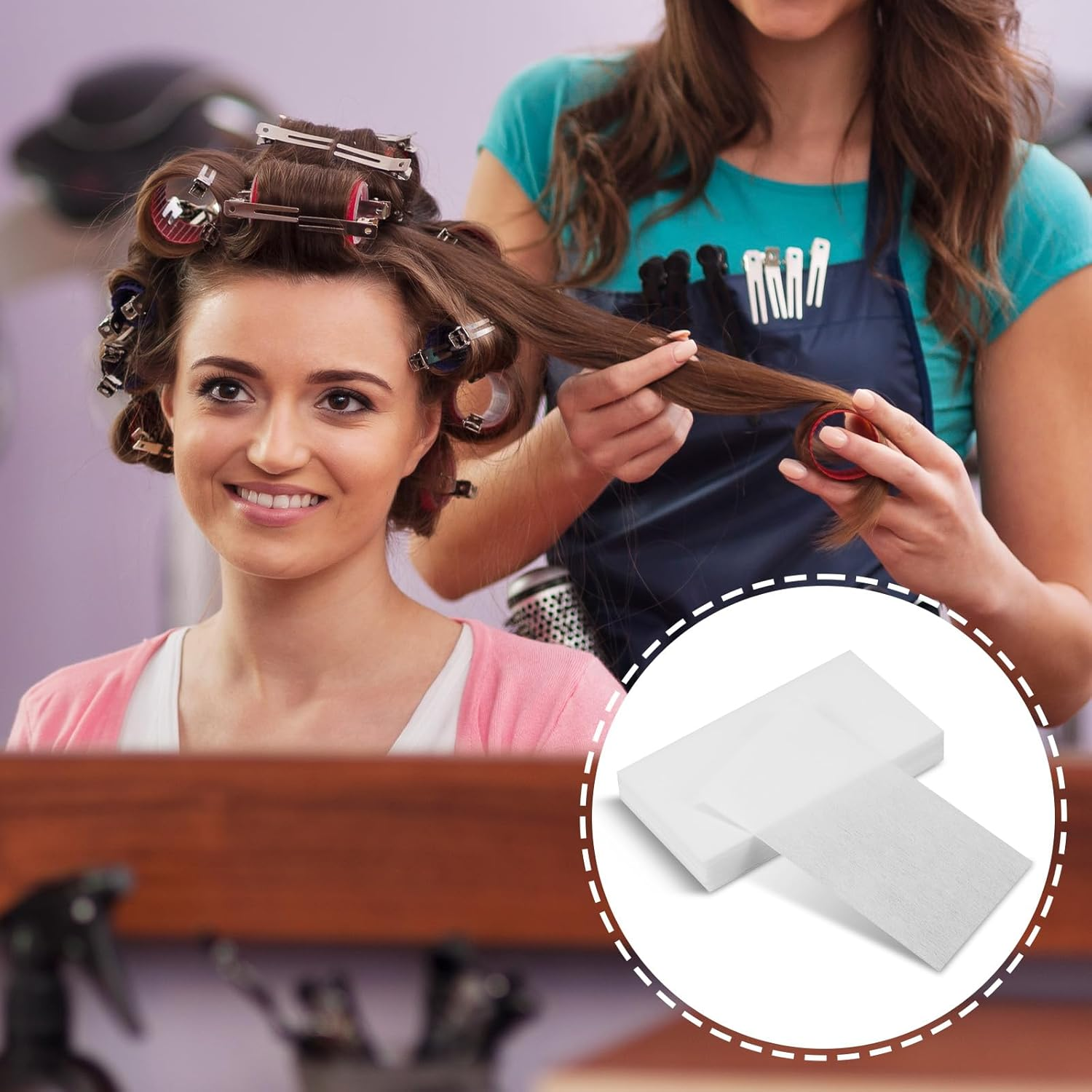 100 Pcs Perm Papers, Wrap Paper for Hair, End Papers for Hairs Rollers, High-Temperature Resistant Disposable End Wraps for Salon and Home Hairs Styling - White image number 6
