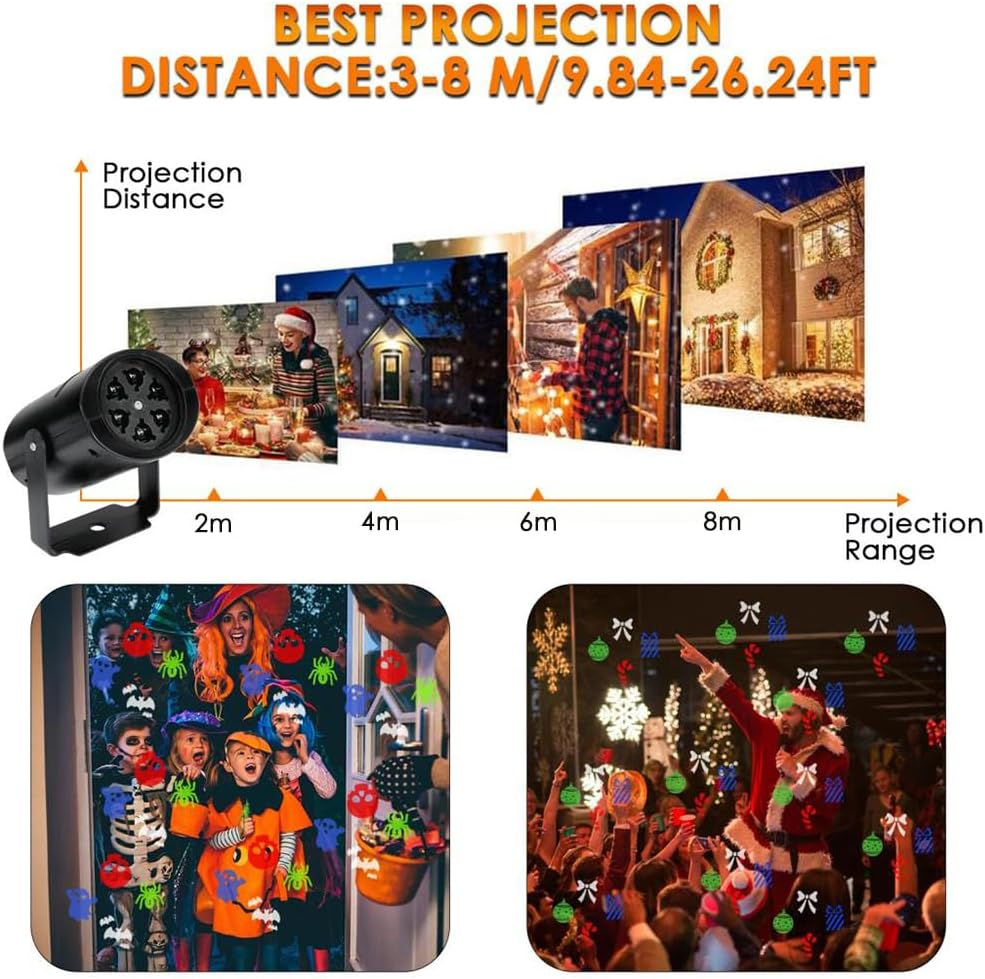 AUTOWT Halloween Christmas Projector Lights, Holiday Light Projector Outdoor, LED Projection Lights with 2 HD Slides for Indoor Outdoor Xmas New Year Party Landscape Decorations image number 2