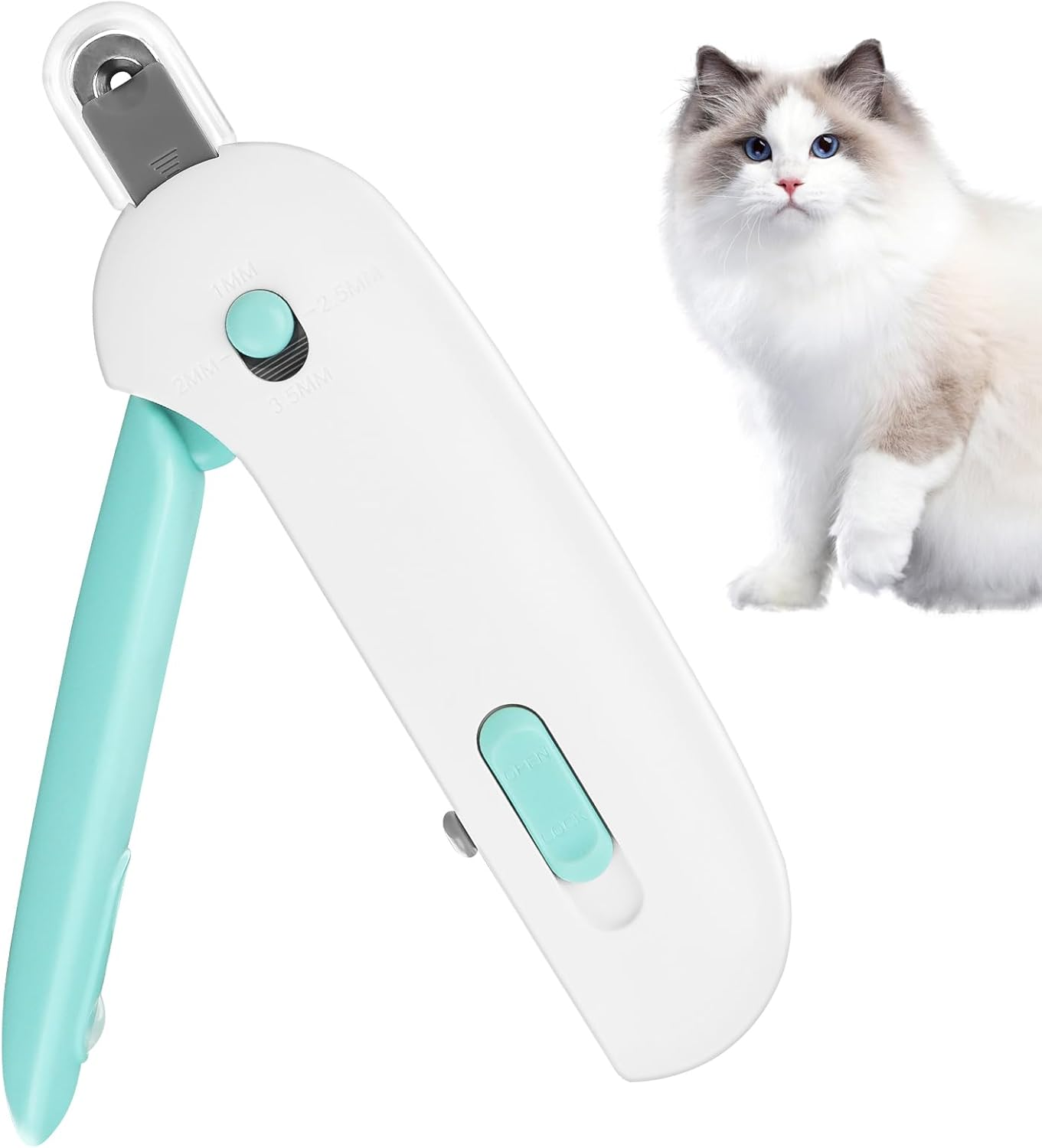 Encuryna Cat Nail Clippers, Claw Clippers for Dogs and Cats, Stainless Steel Cat Nail Clippers, Cat Nail Trimmer, Cat Claw Cutter, Cat Nail Clippers, Cats with Nail File and Protection (Blue) image number 1