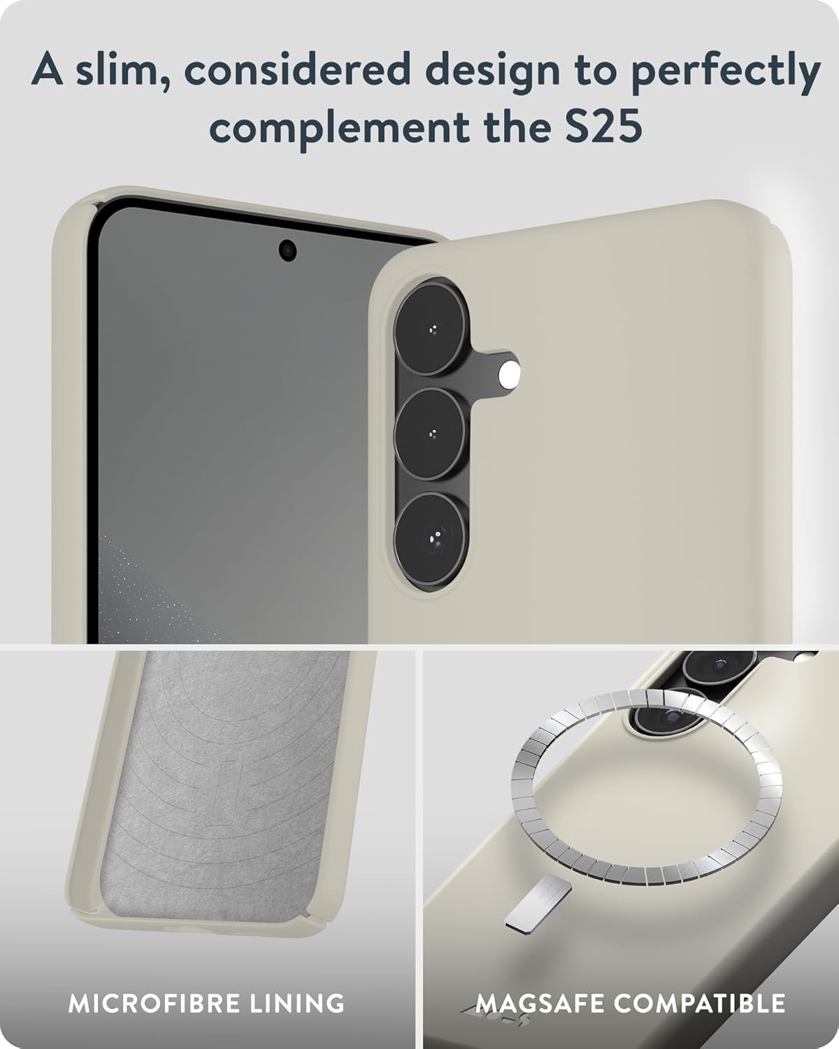 Mous for Samsung Galaxy S25 Case Slim Magsafe Compatible - Super Thin 2.0 - Magnetic Phone Cover - Sand image number 1