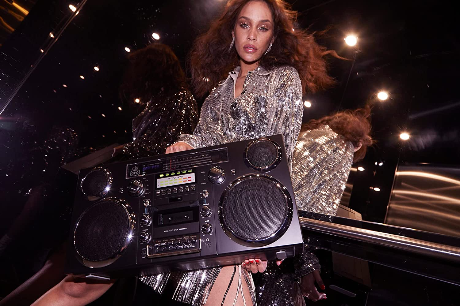 GPO Brooklyn 1980S-Style Portable Boombox - CD Player, Cassette Player, FM & DAB+ Radio, USB, Wireless Bluetooth Speaker - Black image number 2