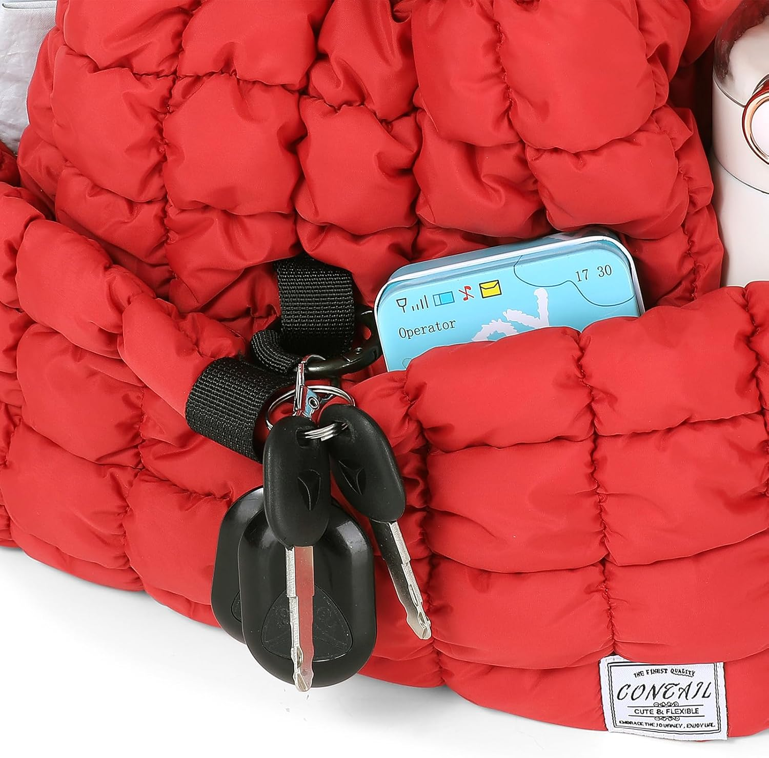 CONTAIL 18L 14 Inch Quilted Puffer Backpack,Top Flap Drawstring Backpack - Grey image number 5