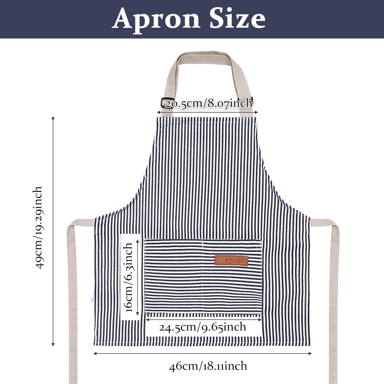 Jiuguva 2 Pack Kids Apron Adjustable Chef Apron Cotton Toddler Stripe Apron Cooking Aprons with 2 Pockets for Children Baking image number 1