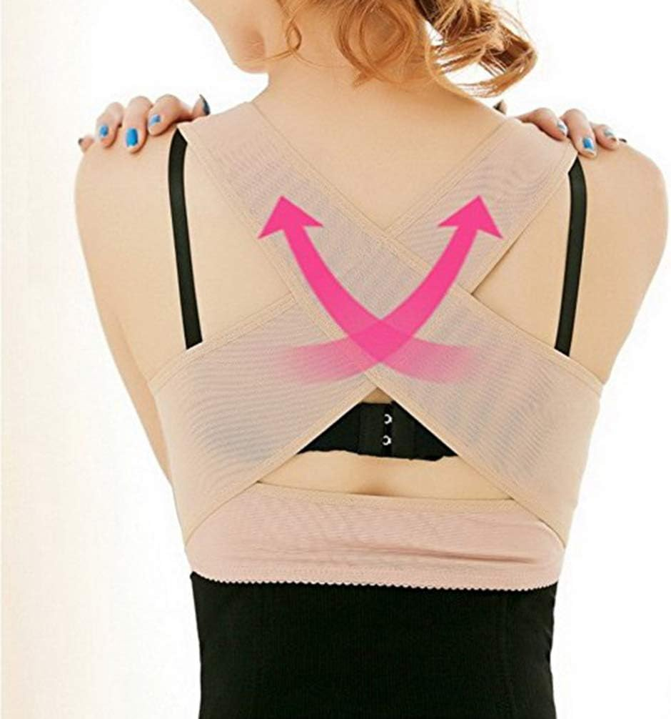 Healeved Women Figure Back Posture Correctors Hunchback Relief Brace Chest Support Bra, Adjustable, Breathable, Beige, Size L image number 2