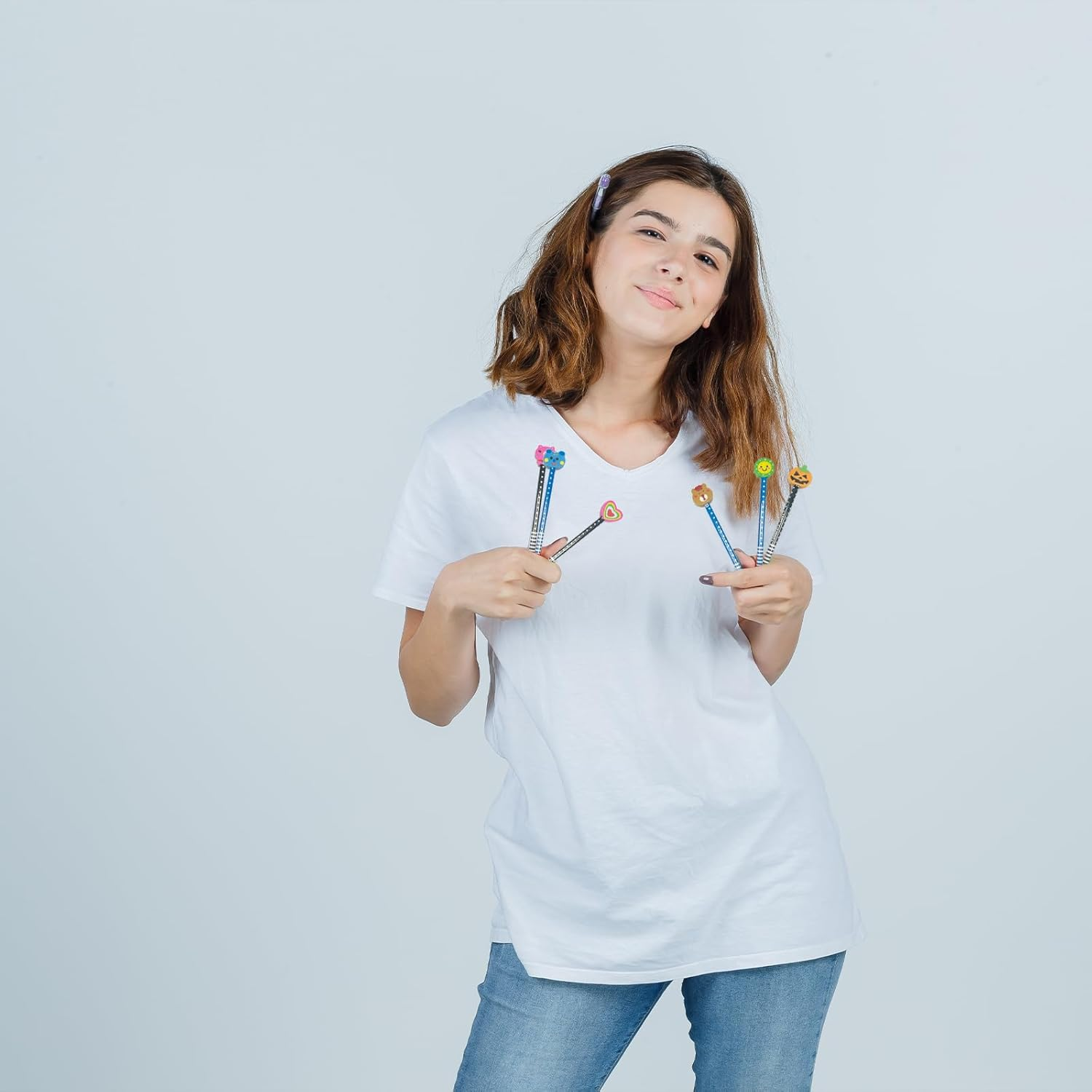 Assorted Cute Pencils, 12 PCS Colorful Cartoon Pencil with Erasers for School Supplies, Classroom Prizes (Bulk) image number 3