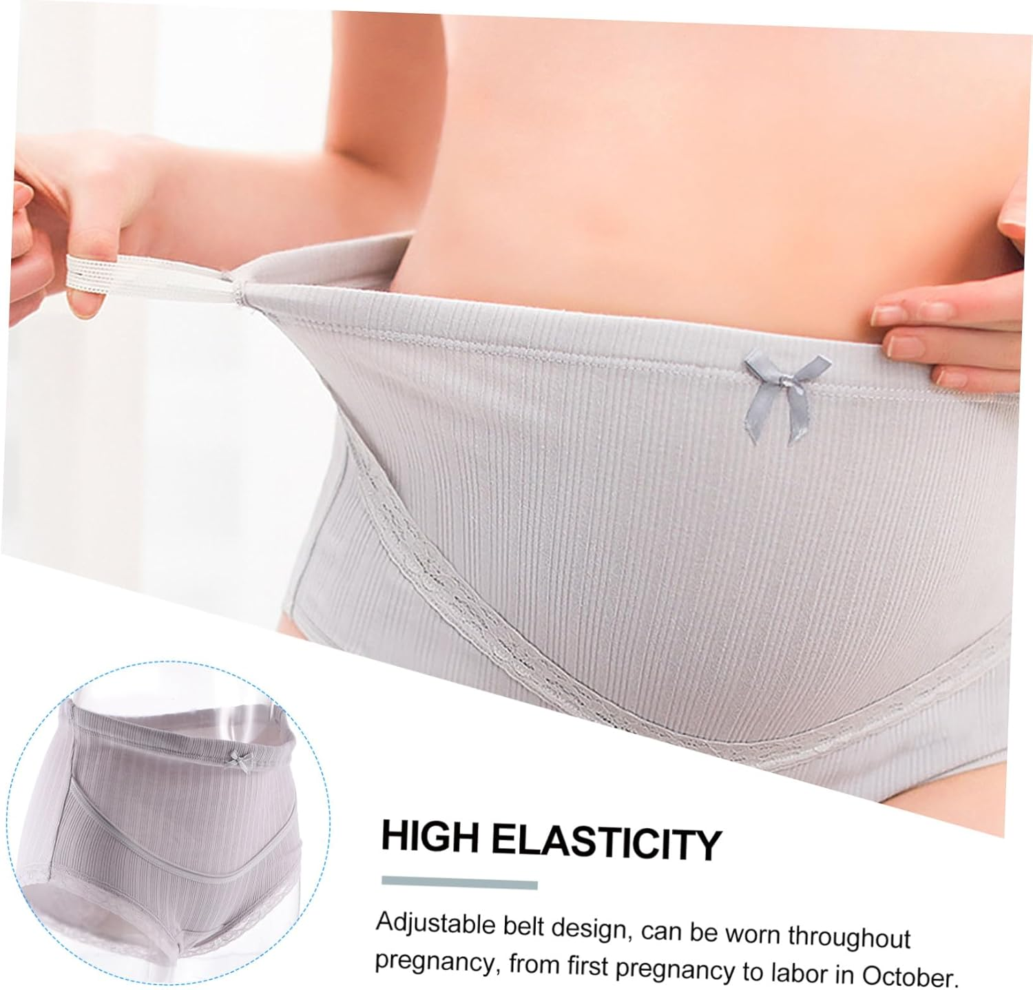 Minkissy 3Pcs Cotton Maternity High Waist Underwear Summer Belly Pants for Pregnant Women Comfortable High Waisted Maternity Panties image number 2