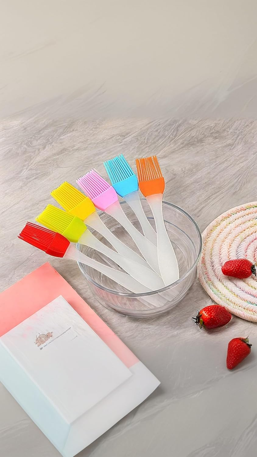 Silicone Pastry Brushes, Set of 6, Fine-Grade Heat-Resistant Basting Brushes for Oil & Butter, Non-Toxic Baking Tools for BBQ, Grilling, Cake & Bread Making, Easy Clean, Reusable image number 2