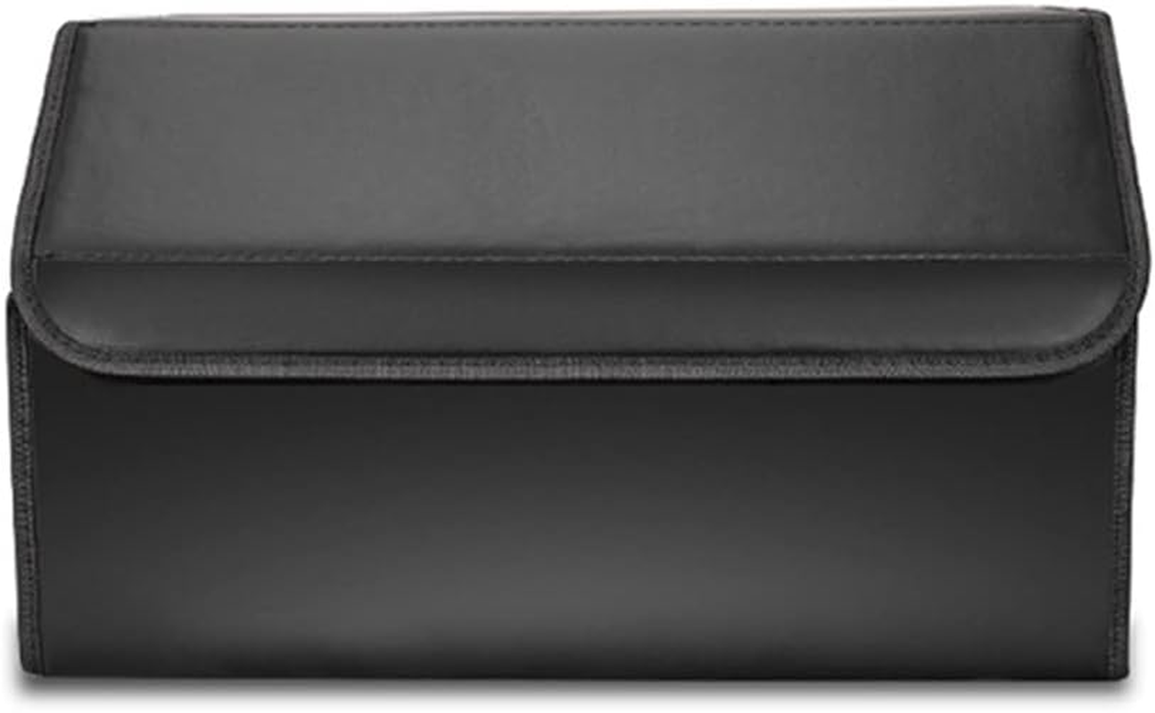 SOGA Leather Car Boot Collapsible Foldable Trunk Cargo Organizer Portable Storage Box Black Large image number 1