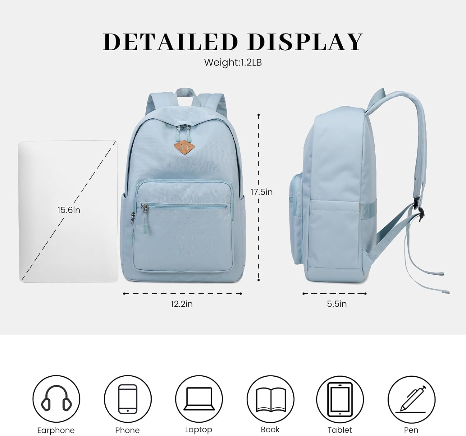 Lohol Classic Backpack for School Travel College, Durable Water Resistant Bookbag
